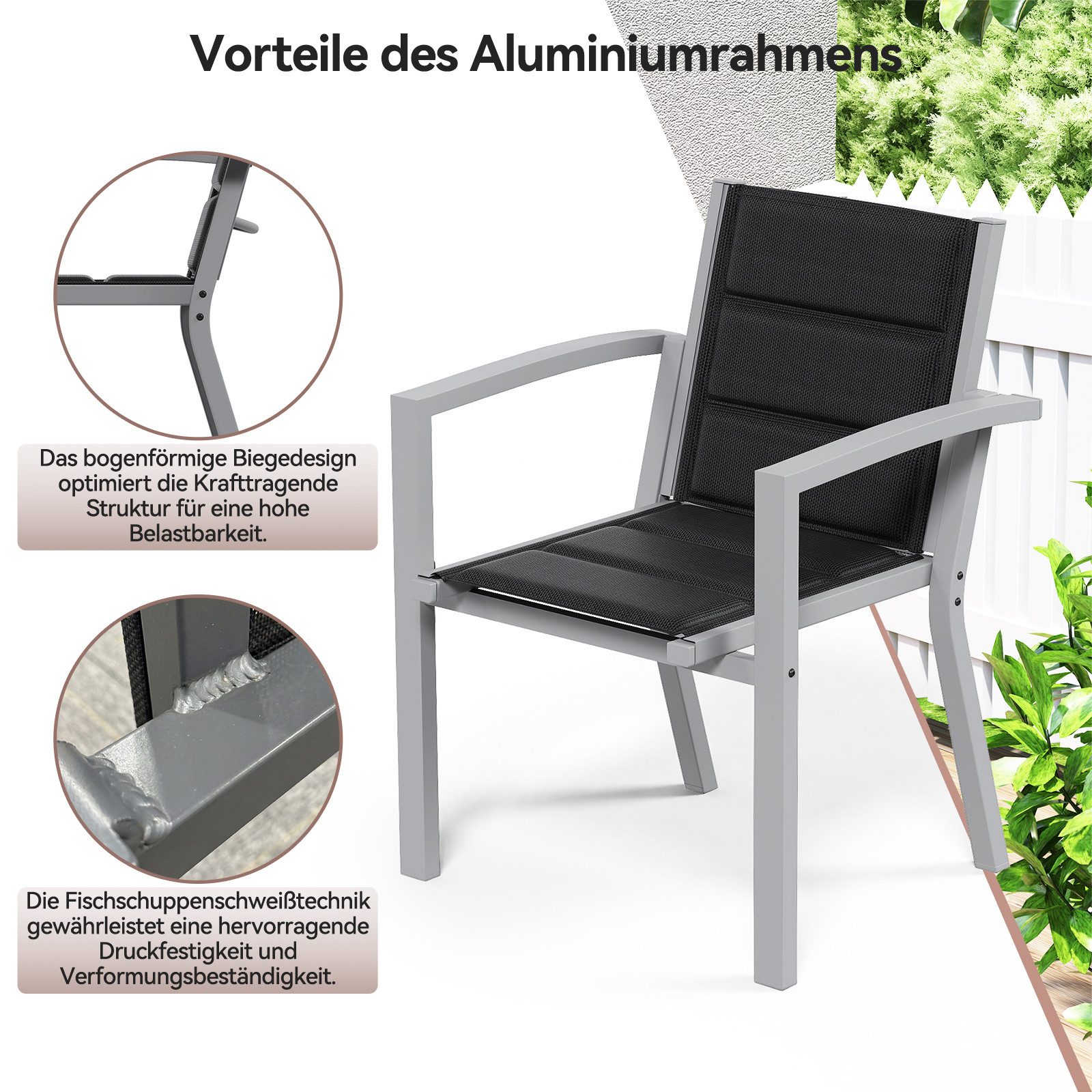 HOMALL Gartenstuhl Stapelstuhl, Esszimmerstuhl, Terrassenstuhl Textilene St günstig online kaufen