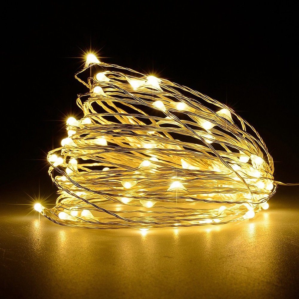 Sunicol LED-Lichterkette 2/3/5/10M, Kupferdraht, AA-Batterie, für Hochzeit Party Warmweiß Weihnachten