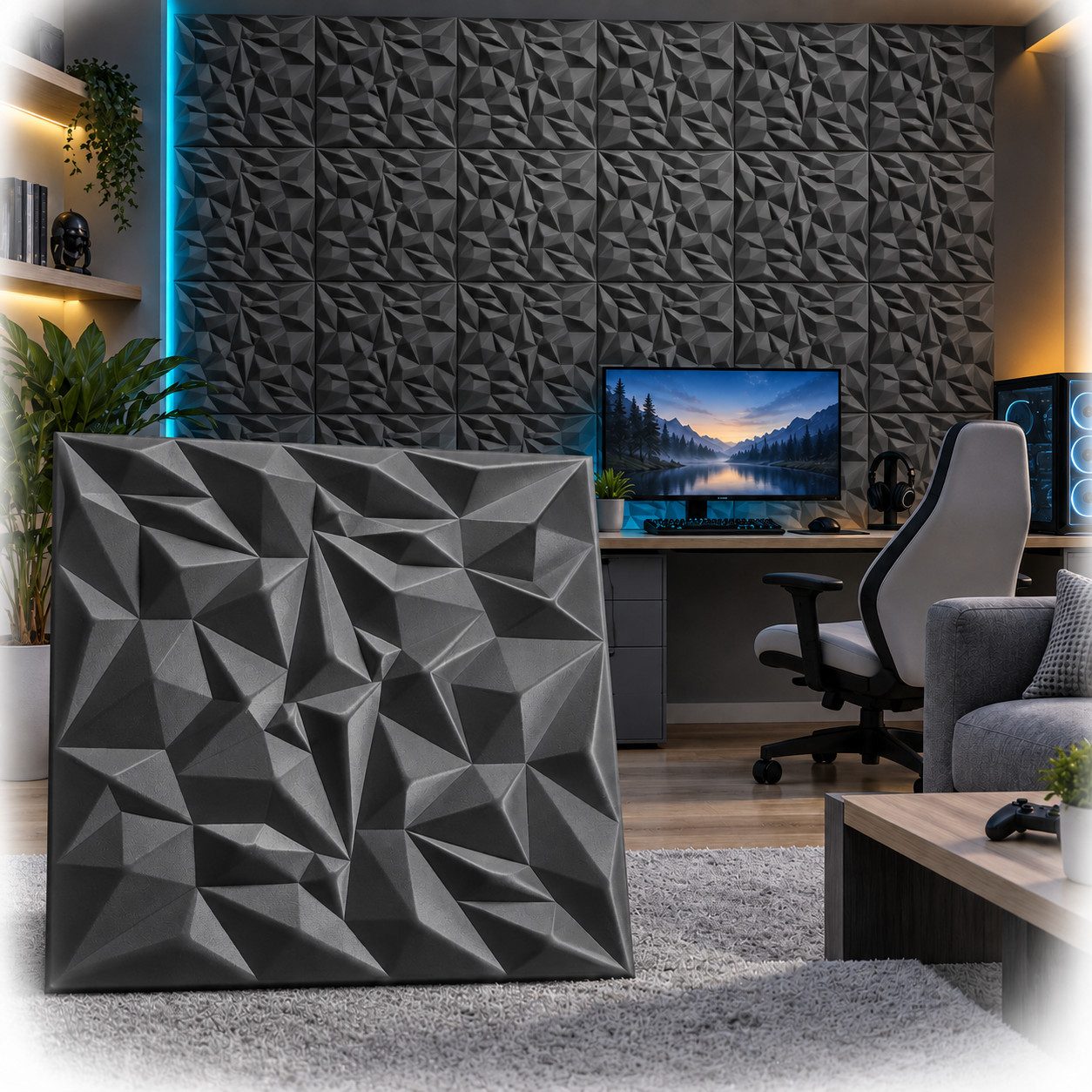 IKHEMalarka 3D Wandpaneel Polystyrol Styropor XPS Gaming Zimmer Set Deckenpaneele, BxL: 50x50 cm, 0,25 qm, (0,25m², 1 Stück) Leicht, flexibel, 3D-Design, leichte Schall- und Wärmedämmung