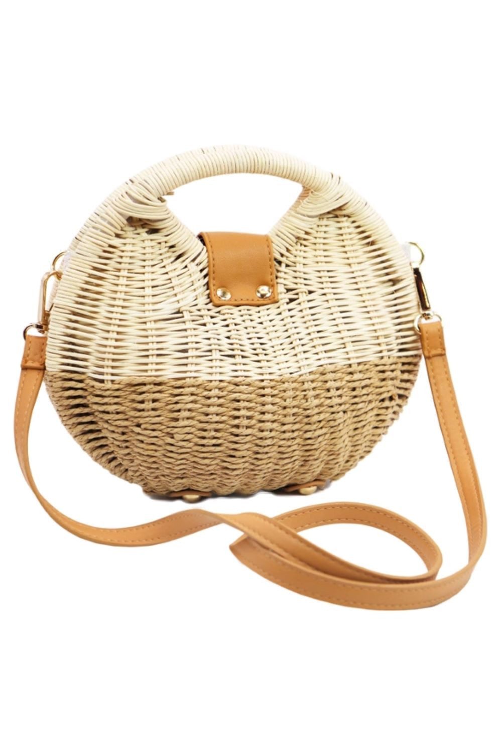 Goodman Design Umhängetasche Zweifarbige Rattan- und Strohtasche – Sommerlicher Boho-Look mit Stil, Handgefertigt – jedes Stück ein Unikat