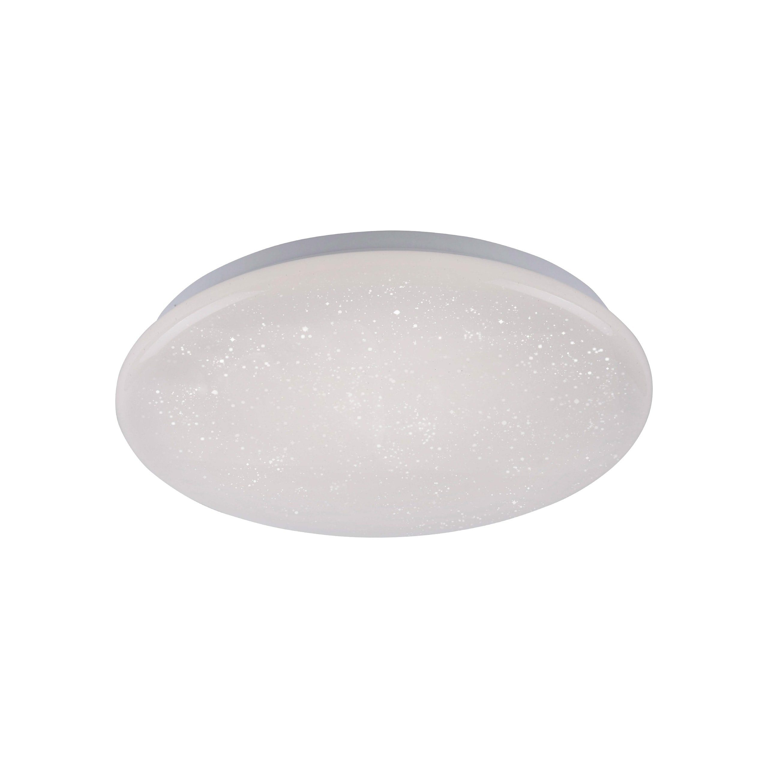 JUST LIGHT LED Deckenleuchte LED Deckenlampe SKYLER Sternenhimmel, Bewegungsmelder: ist über einen Dip-Schalter einstellbar; Ausschaltverzögerung: 5s/1min./3min./10min.; Reichweite: 7Meter/4Meter Dämmerungssensor: 25lux, Aus; Bewegungsmelder ist über Doppelklick am Wandschalter einmalig abschaltbar, 1xLED-Board/12W/3000K, Besonderes Lichtspiel durch den Sternenhimmel-Effekt, Dämmerungssensor