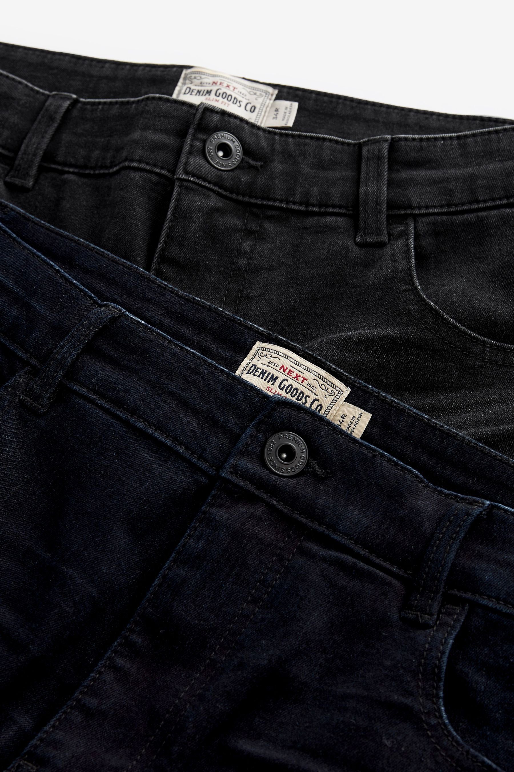 Next Slim-fit-Jeans Slim Stretch-Jeans Fit im (2-tlg) 2er-Pack Black/Dark Blue Essential