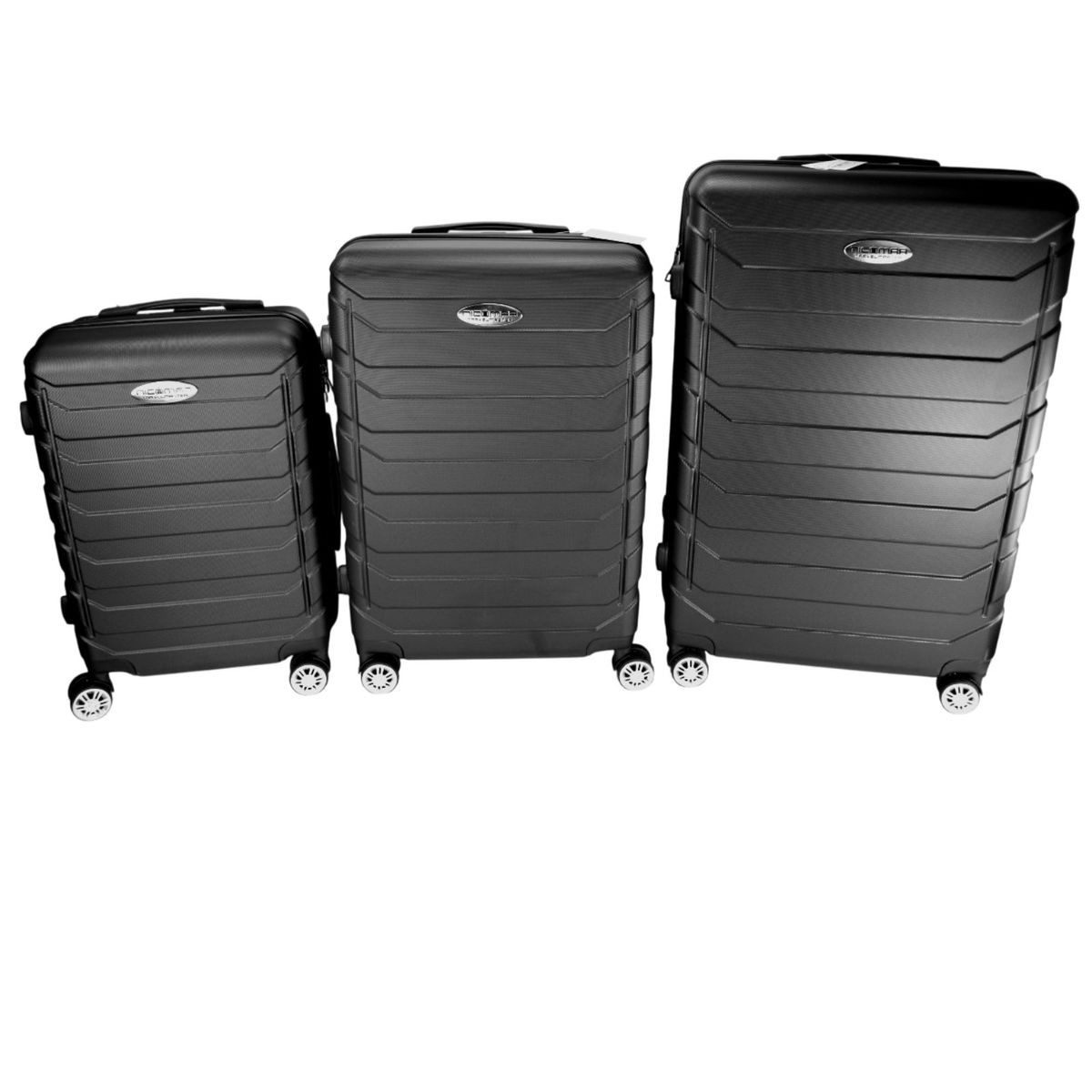 EXPO-Börse GmbH Hartschalen-Trolley Hartschalenkoffer 3er Set Kunststoff Trolley Reisekoffer mit Schloss, 360° drehbar