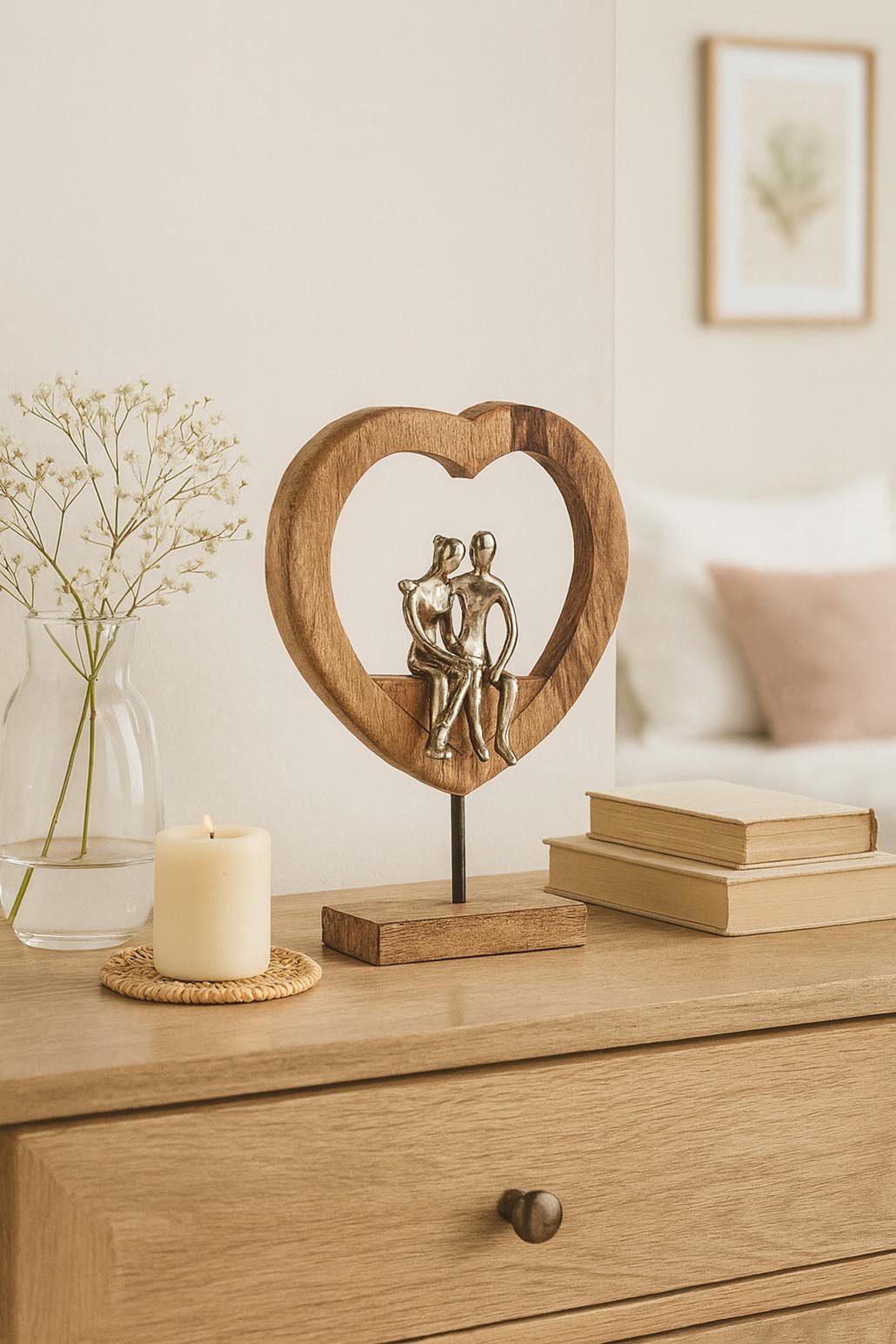 Kobolo Dekoobjekt Dekofigur Holzdeko Holzfigur SOUL, Holz braun Metall silb günstig online kaufen