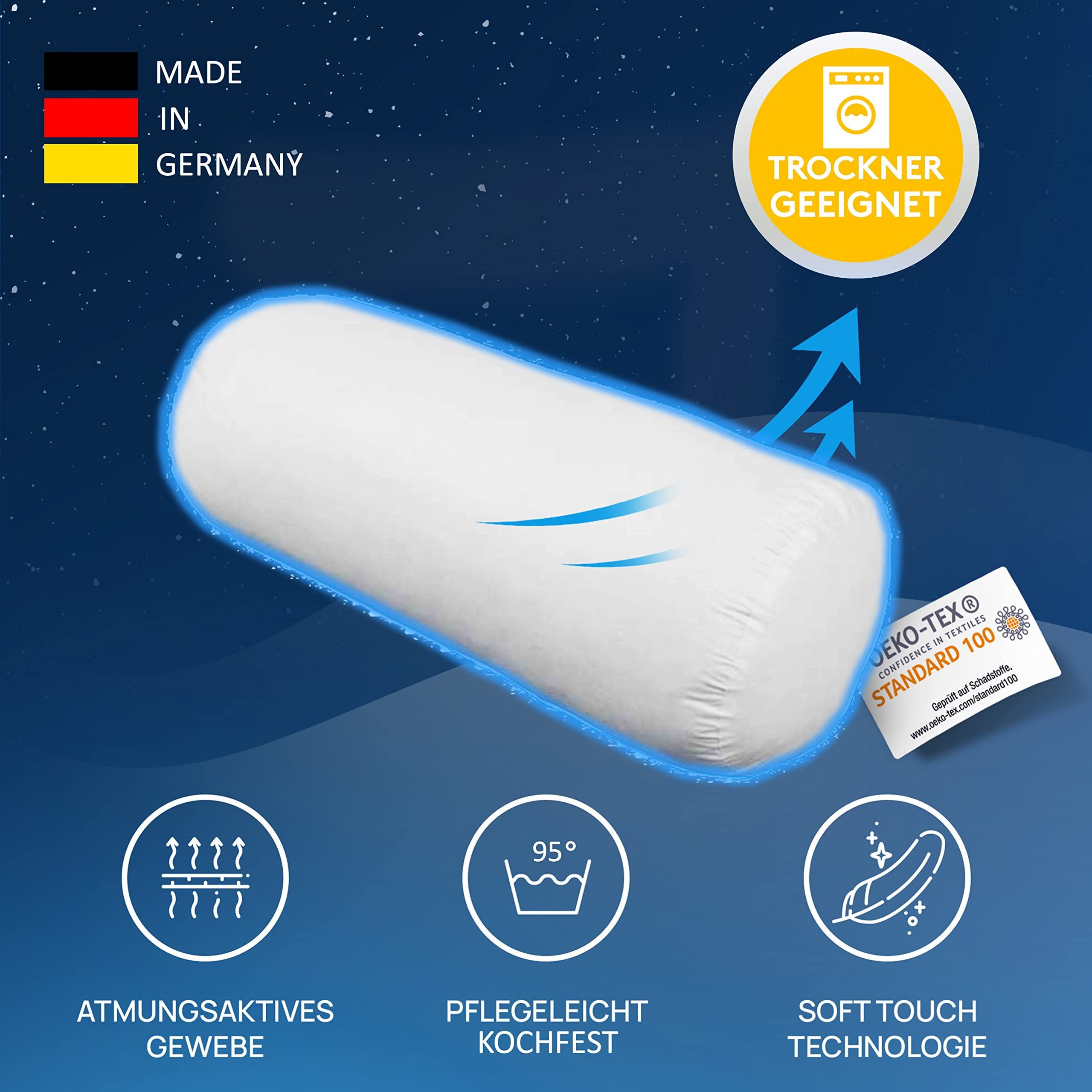 LILENO HOME Microfaserkissen - geeignet für Allergiker, in verschiedenen Größen - Made in Germany, Füllung: 100% Polyester, Rückenschläfer, Seitenschläfer, Bauc – Bild 3 von 5