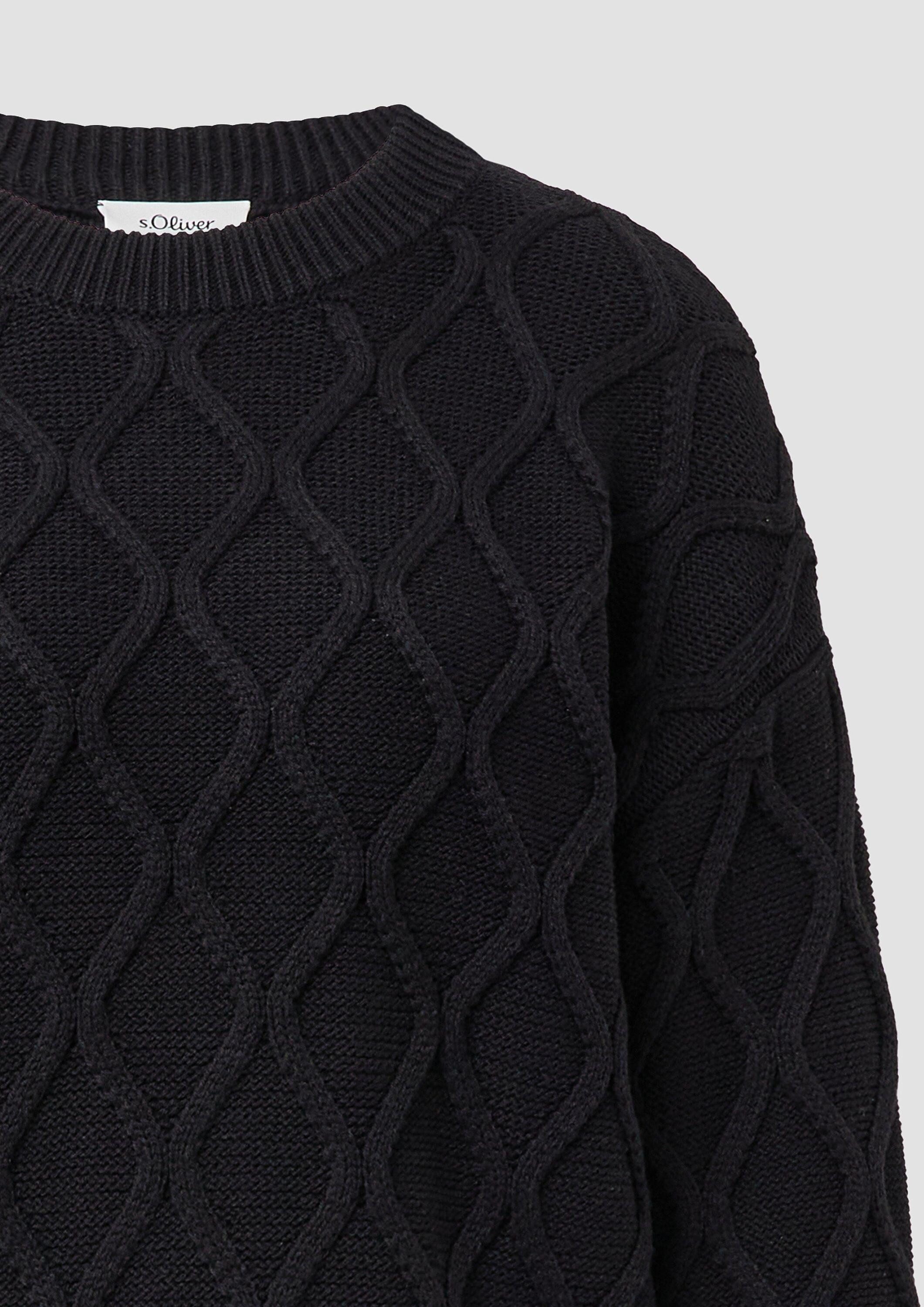 s.Oliver Longpullover Strickpullover Pullover im Relaxed Fit mit Zopfmuster