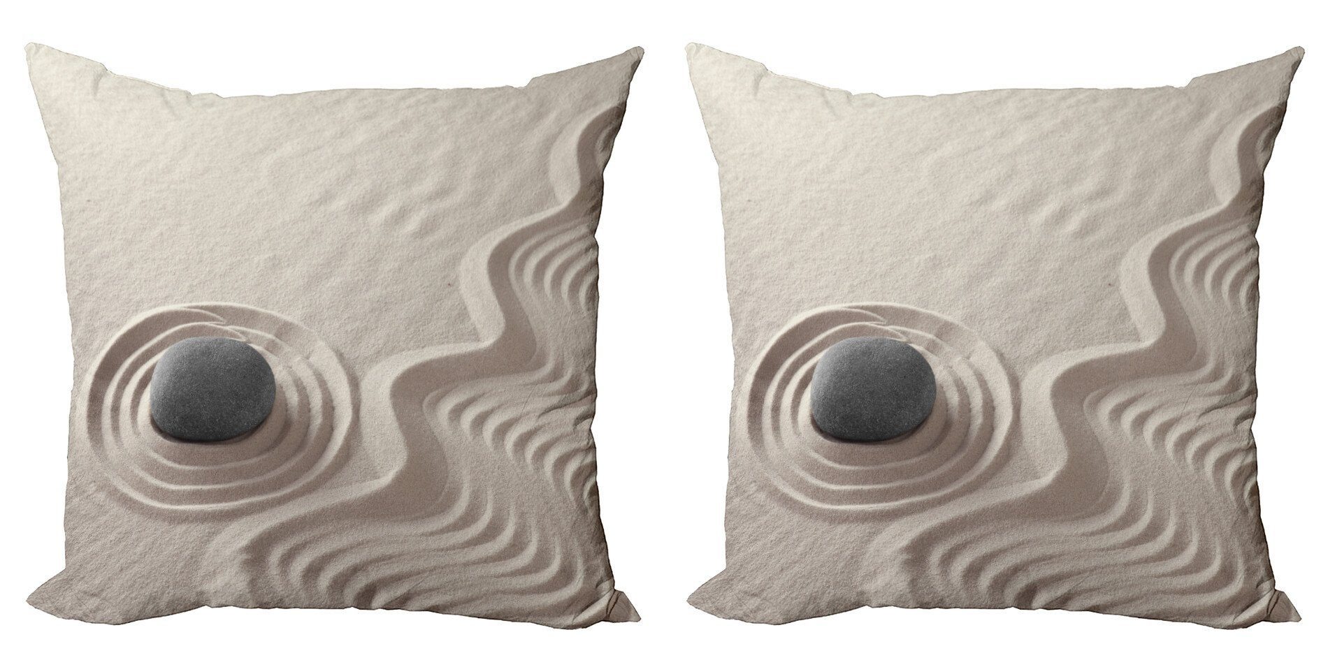 Kissenbezüge Modern Accent Doppelseitiger Digitaldruck, Abakuhaus (2 Stück), Rock Motive von Wellen auf Sand Pebble