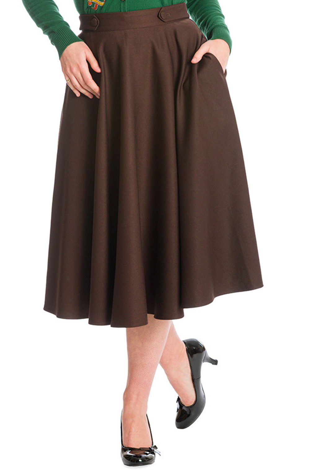 Banned A-Linien-Rock Di Di Plain Braun Retro Vintage Swing Skirt