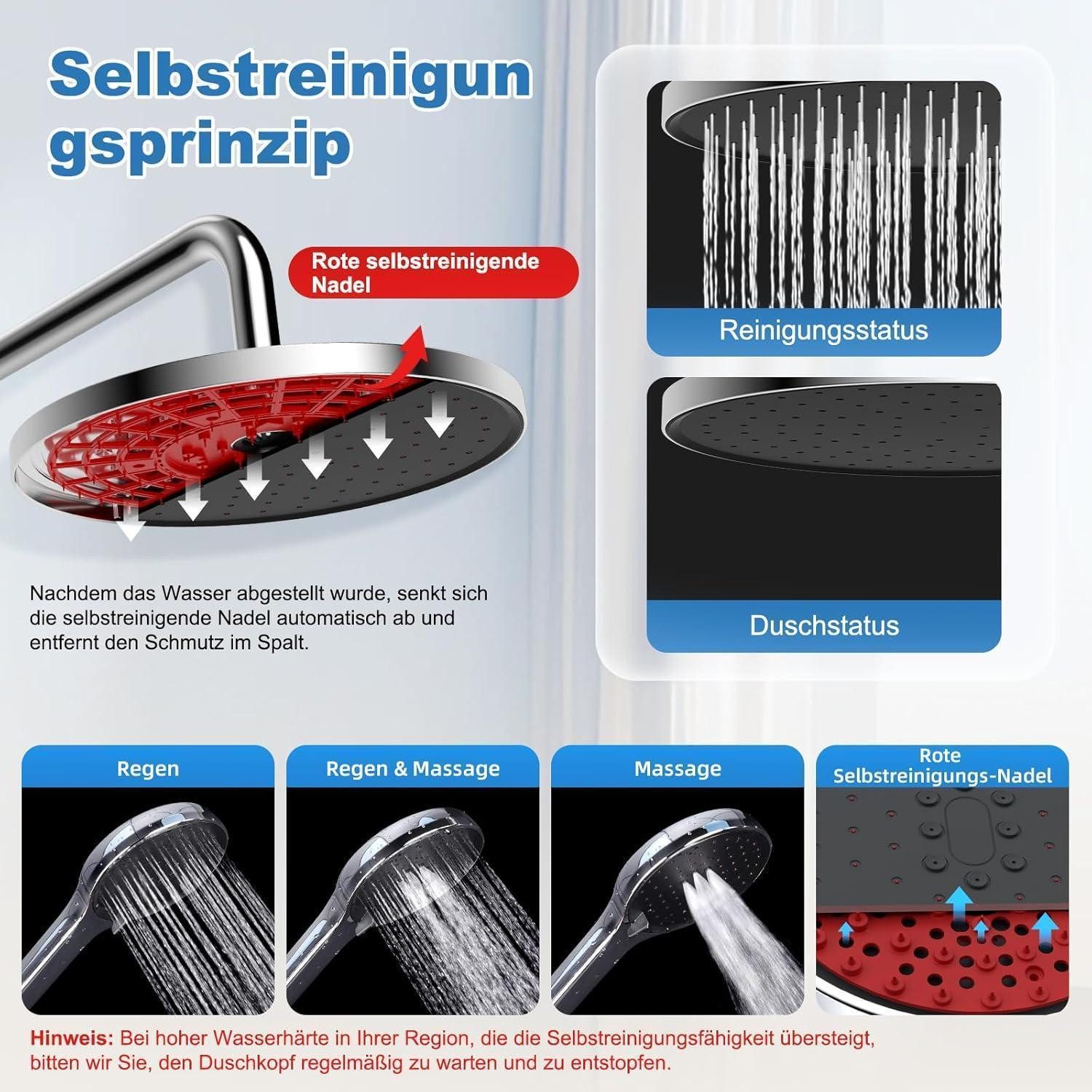 LuxusKollektion Duschsystem Duschsystem Selbstreinigung 25x25cm Brause Duschkopf 25cm-rund Chrom