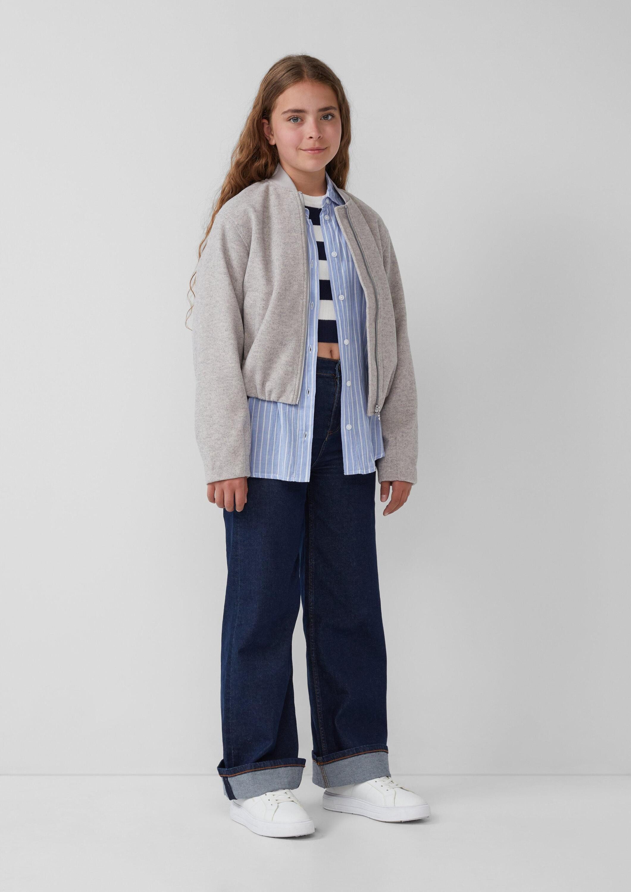 s.Oliver Rundhalspullover Strickpullunder Verkürztes Stricktop aus Viskosemix im Slim Fit