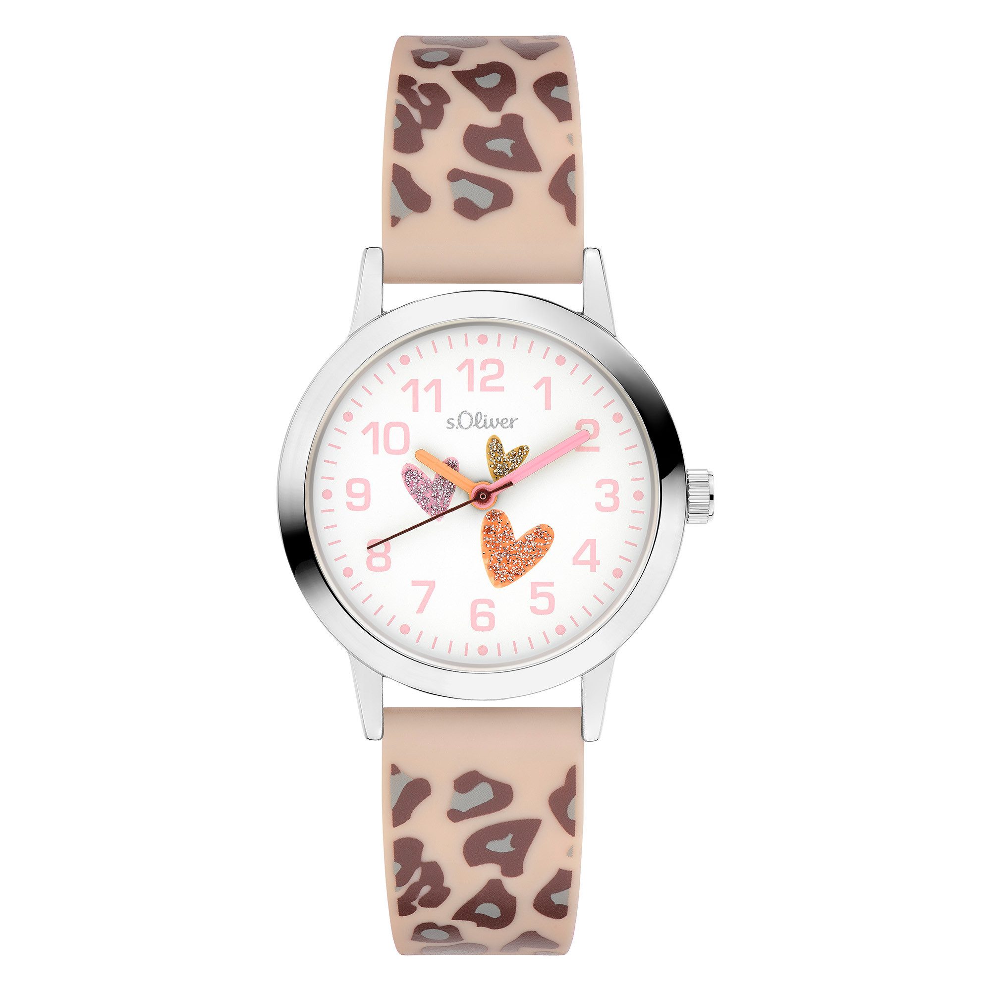 s.Oliver Quarzuhr The Twinkle Fun SO-4515-PQ, Armbanduhr, Silikonarmband, Kinderuhr, Mädchen, analog