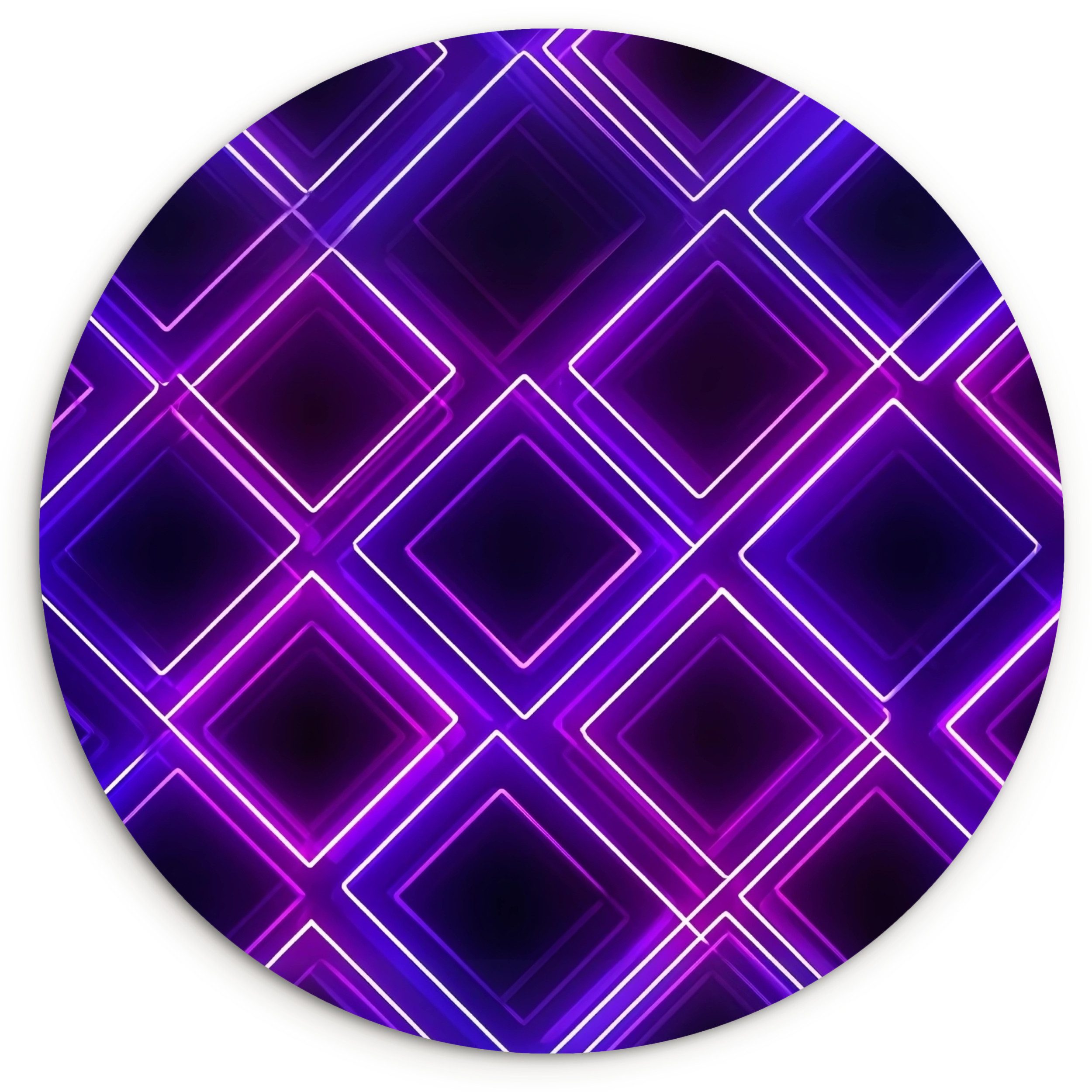 MuchoWow Gemälde Spiele - Diamanten - Neon - Lila, Fotodruck (1 St), Kreis Wanddekoration, Rundes Wandbild, 30x30 cm