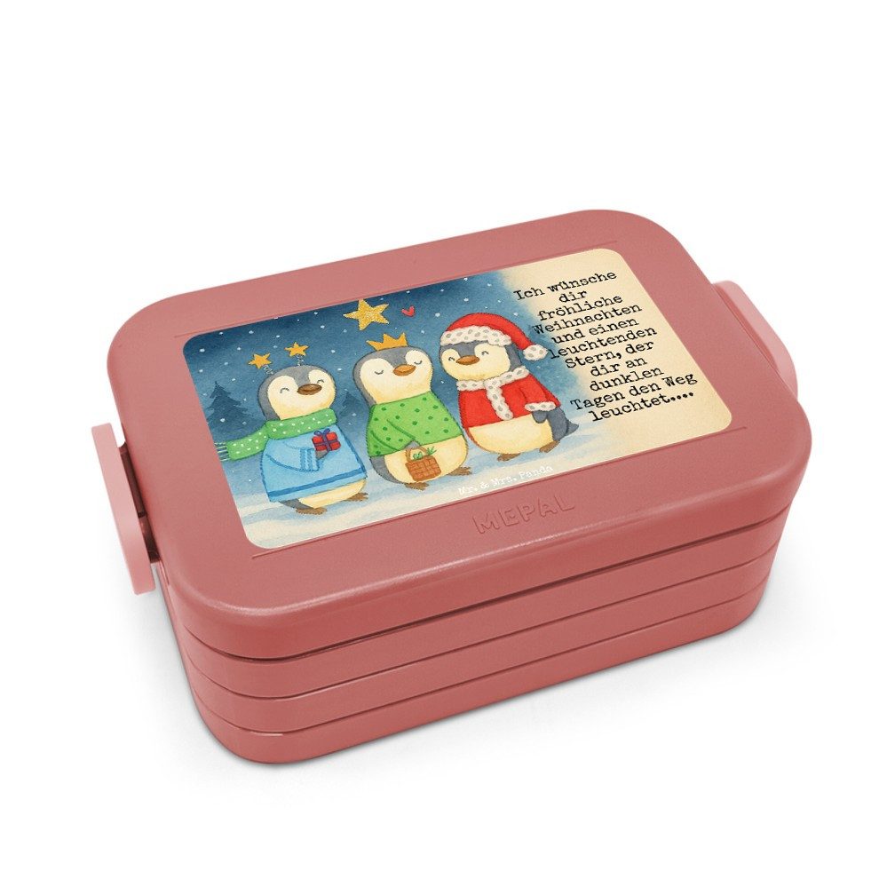 Mr. & Mrs. Panda Butterdose Winterzeit Heilige drei Könige Design, Bentobox, Rot Pastell, Heiliga, Polypropylen lebensmittelecht, (Packung), Heilige Drei Könige Bento-Brotdose Bento Box