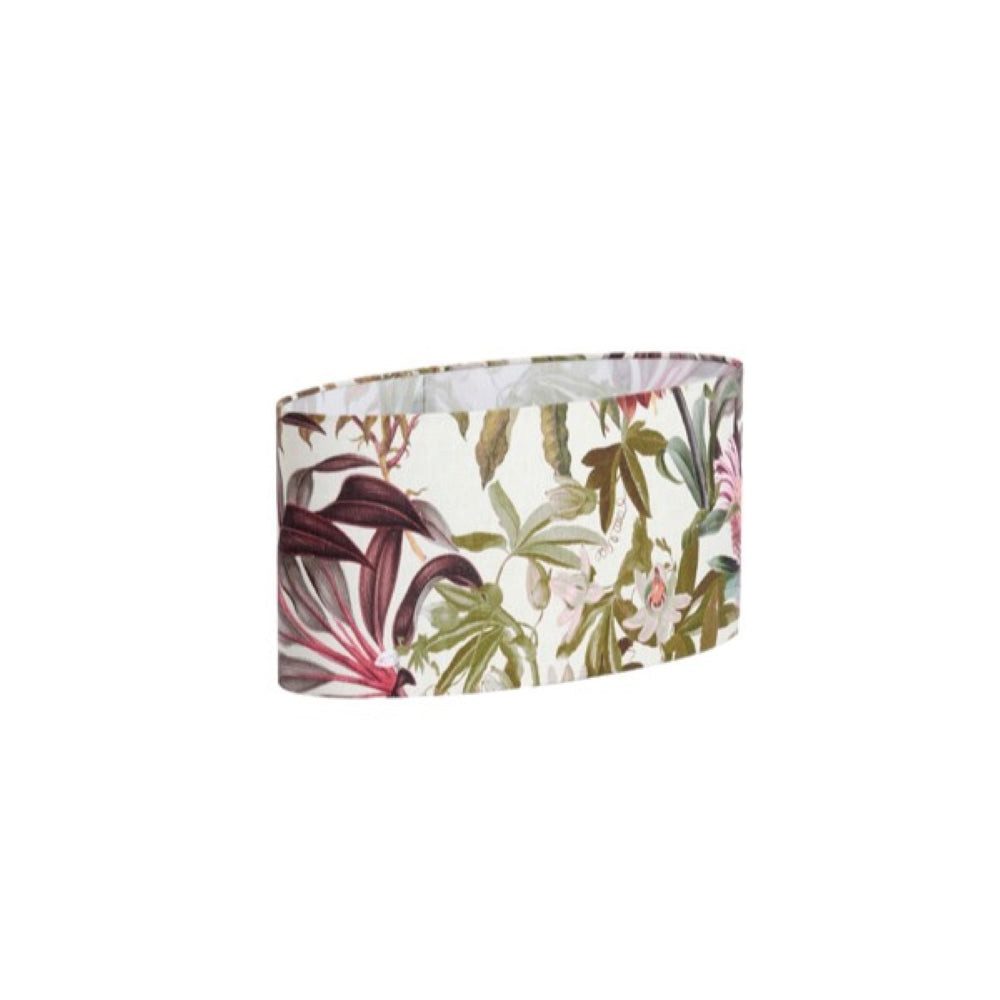 Dirk Davids Leuchten GmbH Lampenschirm Lampenschirm Oval in Velours Passionsblumen Weiß 45-45-22cm
