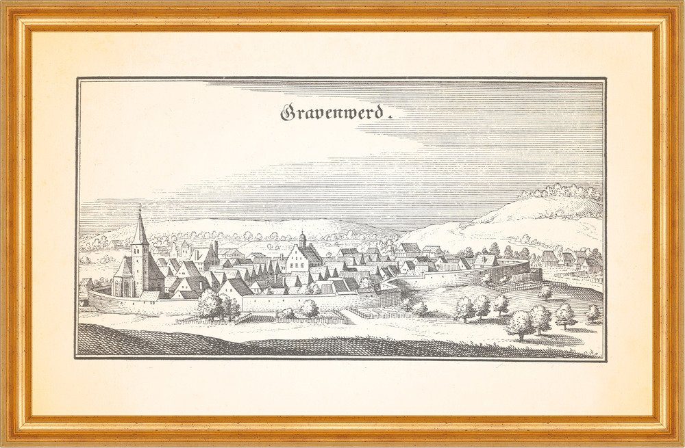 Kunstdruck Gravenwerd Grafenwöhr Waldnaab Pestsäule Friedenskirche Merian 0337 Ge