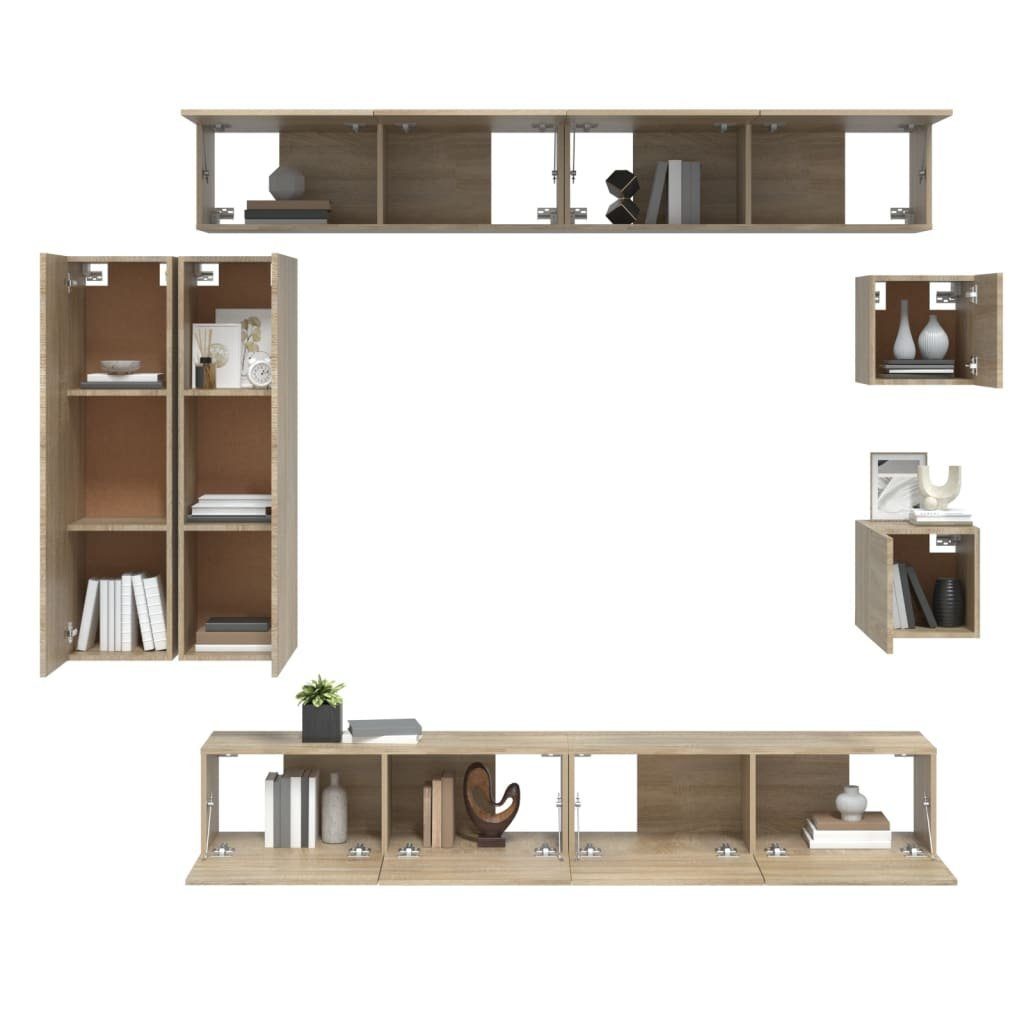 furnicato Sonoma-Eiche TV-Schrank-Set Holzwerkstoff TV-Schrank 8-tlg.