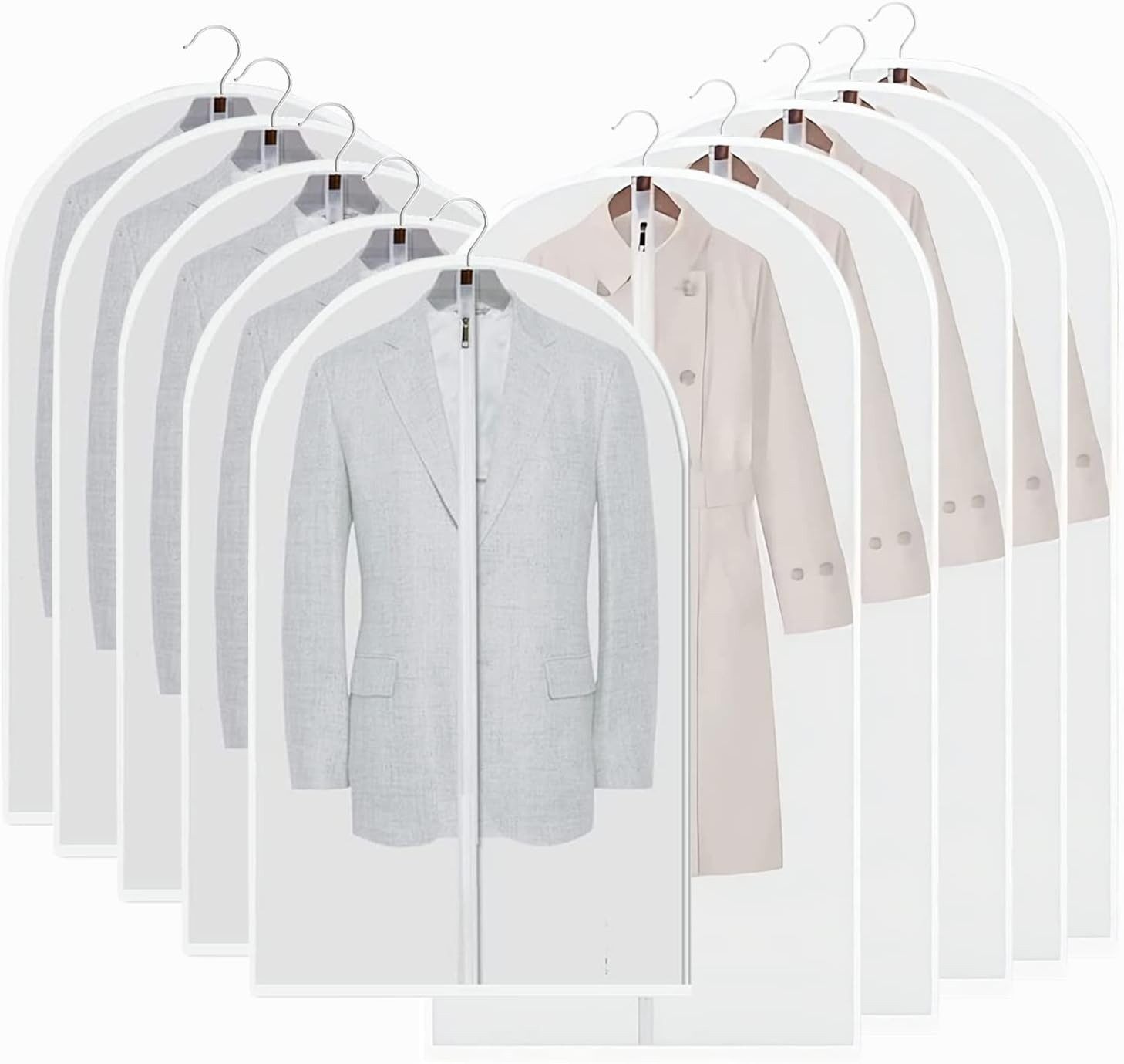 Blusmart Kleidersack Staubschutz für Kleidung, Kleidersack mit Reißverschluss (Hängende transparente Schutzhülle, 5 St., Langlebig, feuchtigkeits- und staubdicht) Geeignet zur Aufbewahrung von Kleidern, Mänteln und Jacken