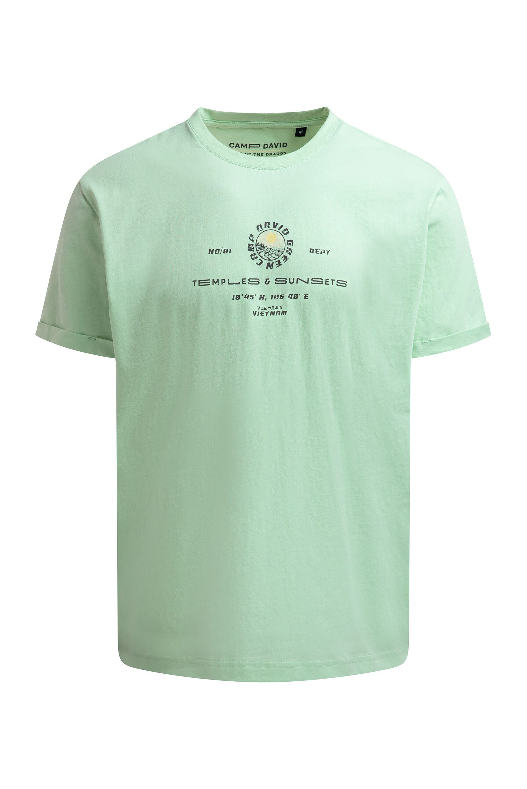 CAMP DAVID Rundhalsshirt mit fixierten Turn-Up-Ärmeln