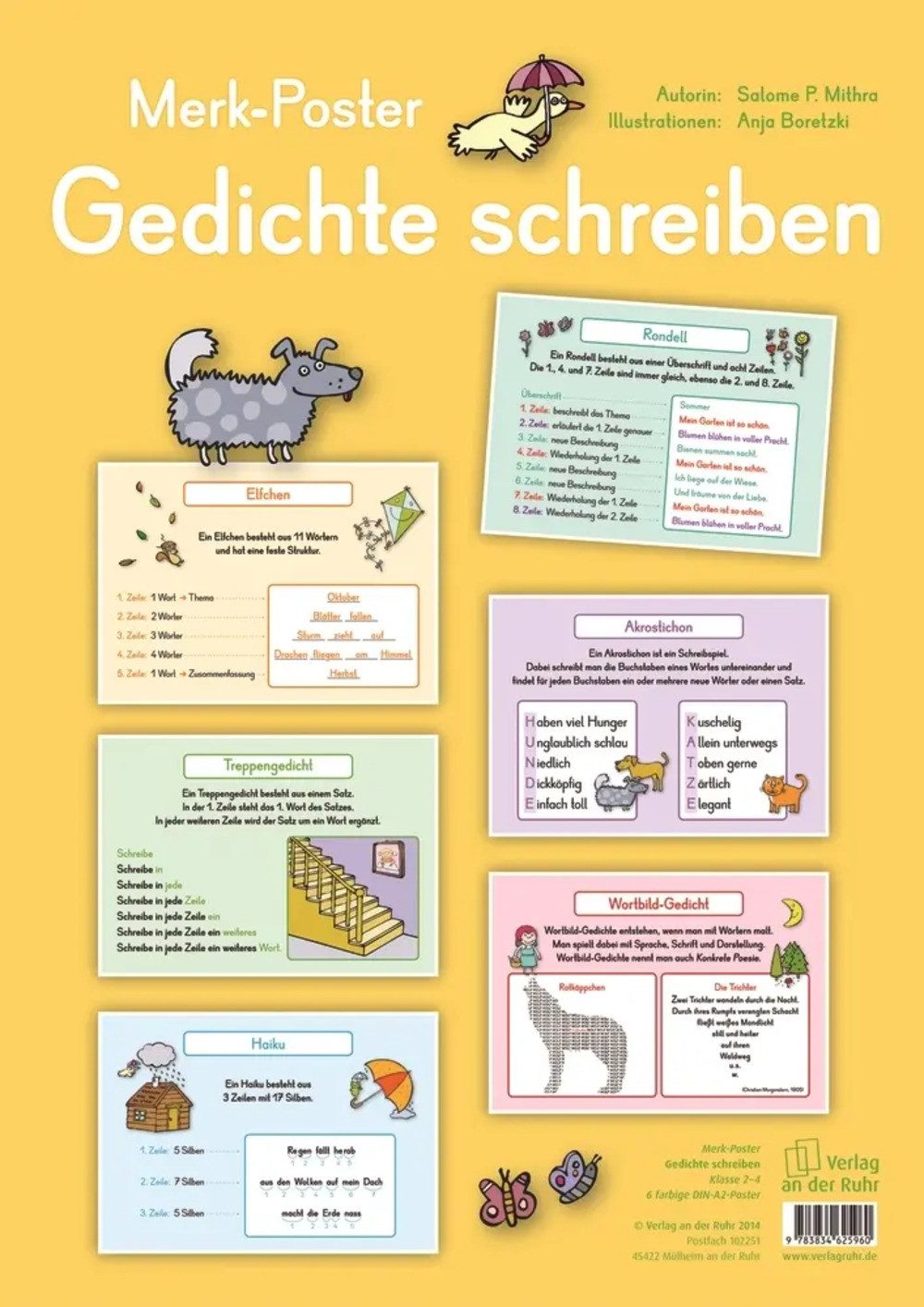 Verlag an der Ruhr Poster Gedichte schreiben, 6 farbige DIN-A2-Poster