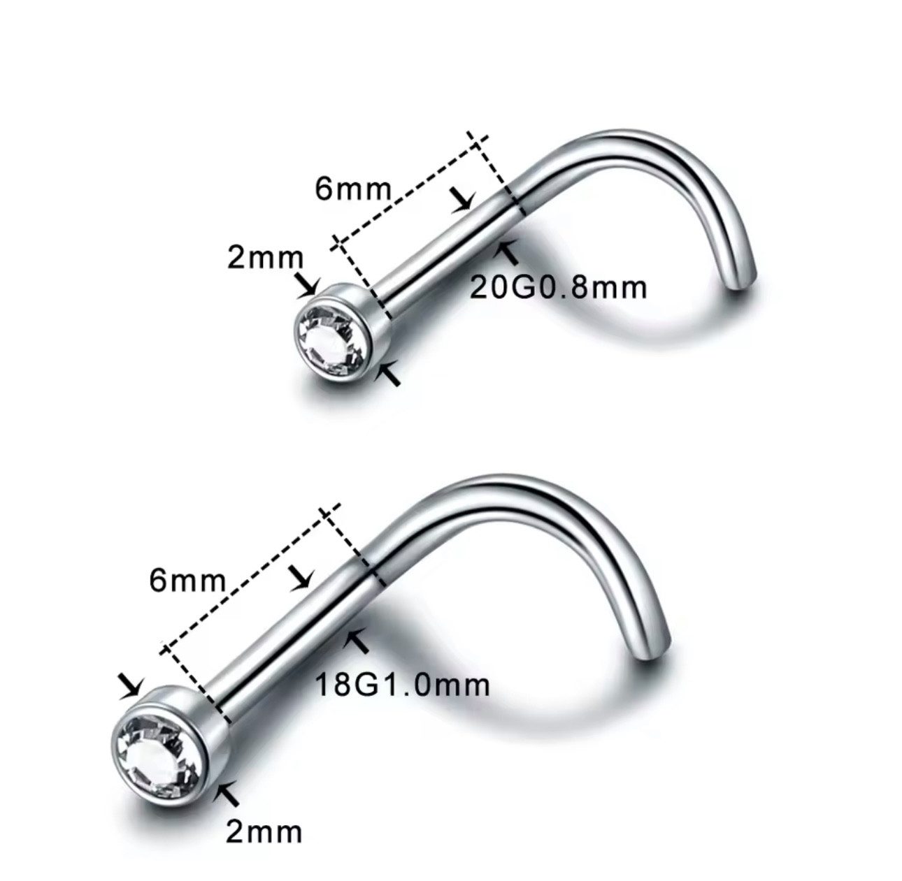 Karisma Schmuck Nasenpiercing aus Titan Nasenstecker mit Kristallstein (Bez günstig online kaufen