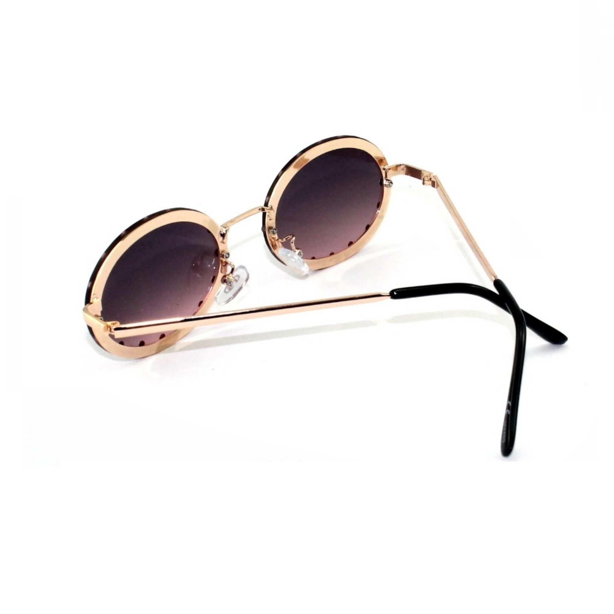Rennec Sonnenbrille (1x Damen Brille Edelstahl Oval mit Brillenbeutel) Ovale Nickelbrille Klein mit Strass besetzte getönte Gläser