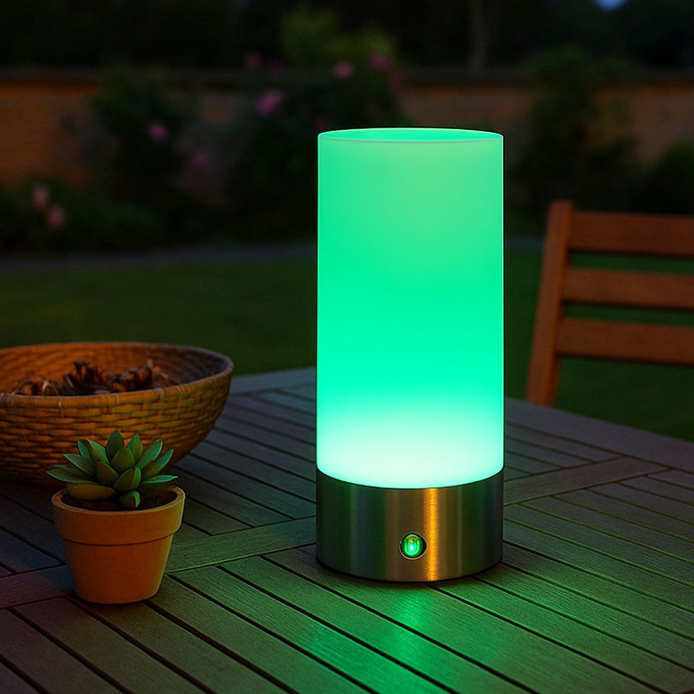 GLOBO LIGHTING LED Außen-Tischleuchte, LED-Leuchtmittel fest verbaut, Farbwechsel, Warmweiß, RGB, Tischleuchte Beistellleuchte Außenlampe LED Akku IP44 Farbwechsel