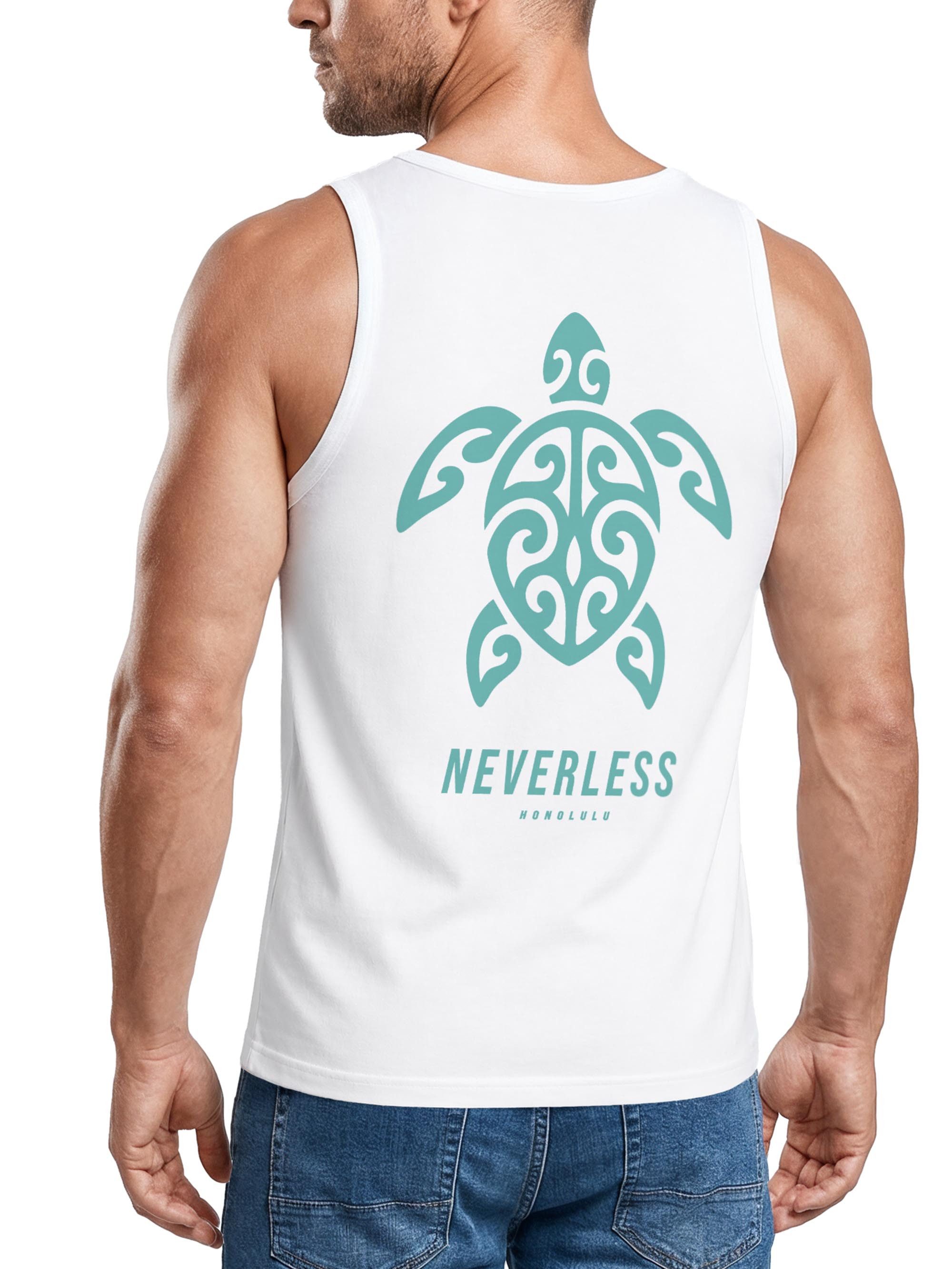 Neverless Tanktop Tanktop Herren mit Grafik-Print - Honolulu Turtel - Trägershirt mit Print