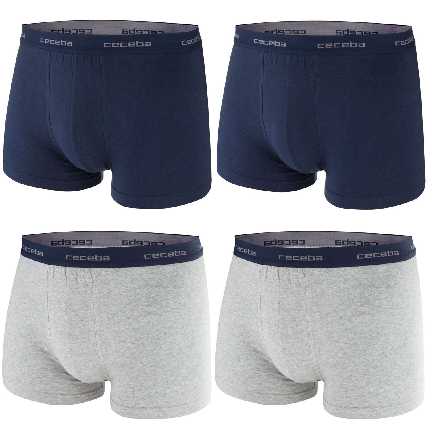 CECEBA Boxershorts Monza (4-St) ohne X-Lastic, Pack Eingriff, melange 4er dunkelblau grau im