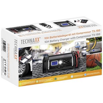 Technaxx 10A Batterieladegerät mit Kompressor Autobatterie-Ladegerät (USB-Anschluss, Starthilfe)