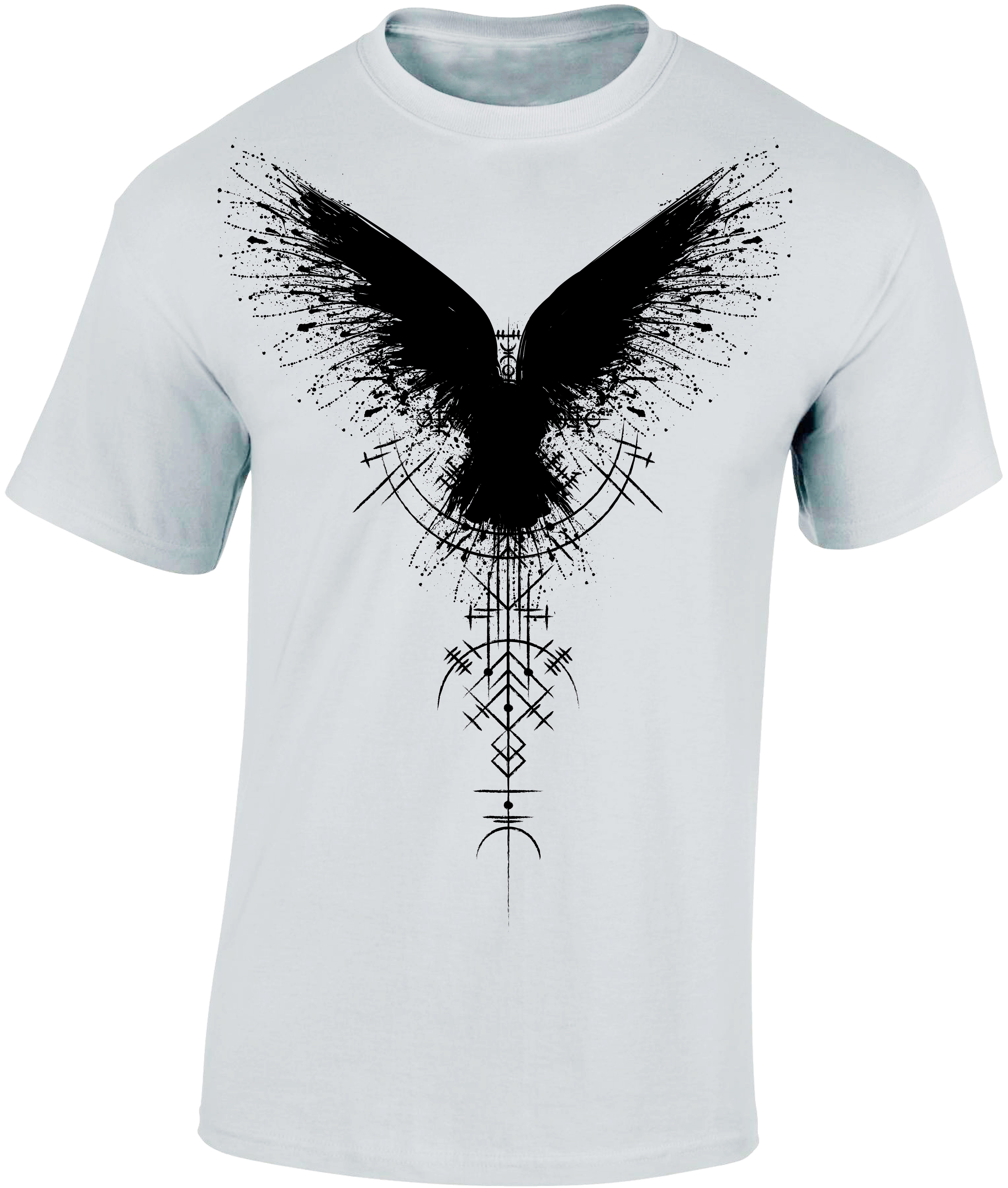 Baddery Print-Shirt Wikinger Tshirt: "Schattenrabe" - Viking Shirt Männer, hochwertiger Siebdruck, auch Übergrößen, aus Baumwolle