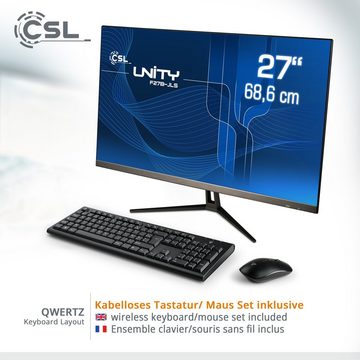 CSL Unity F27-JLS PC (27 Zoll, Intel® Celeron N5100, Intel® UHD Graphics, 16 GB RAM, 512 GB SSD, passiver CPU-Kühler)