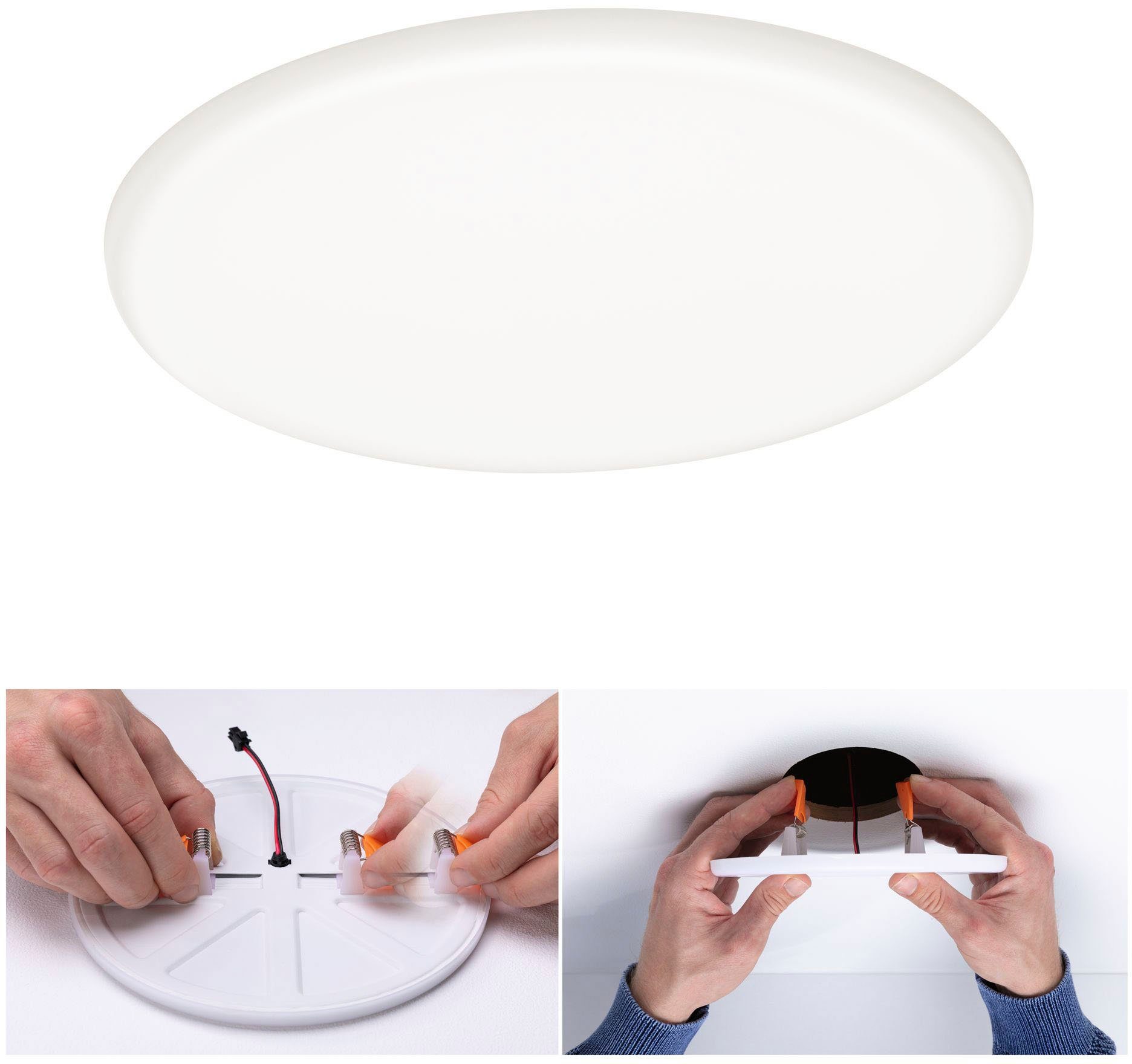 Paulmann LED Einbauleuchte Veluna VariFit IP44 3-Stufen-dimmbar rund 4.000K Satin, LED fest integriert, Neutralweiß, LED Einbaupanel IP44 3-Stufen-dimmbar rund 4.000K Satin