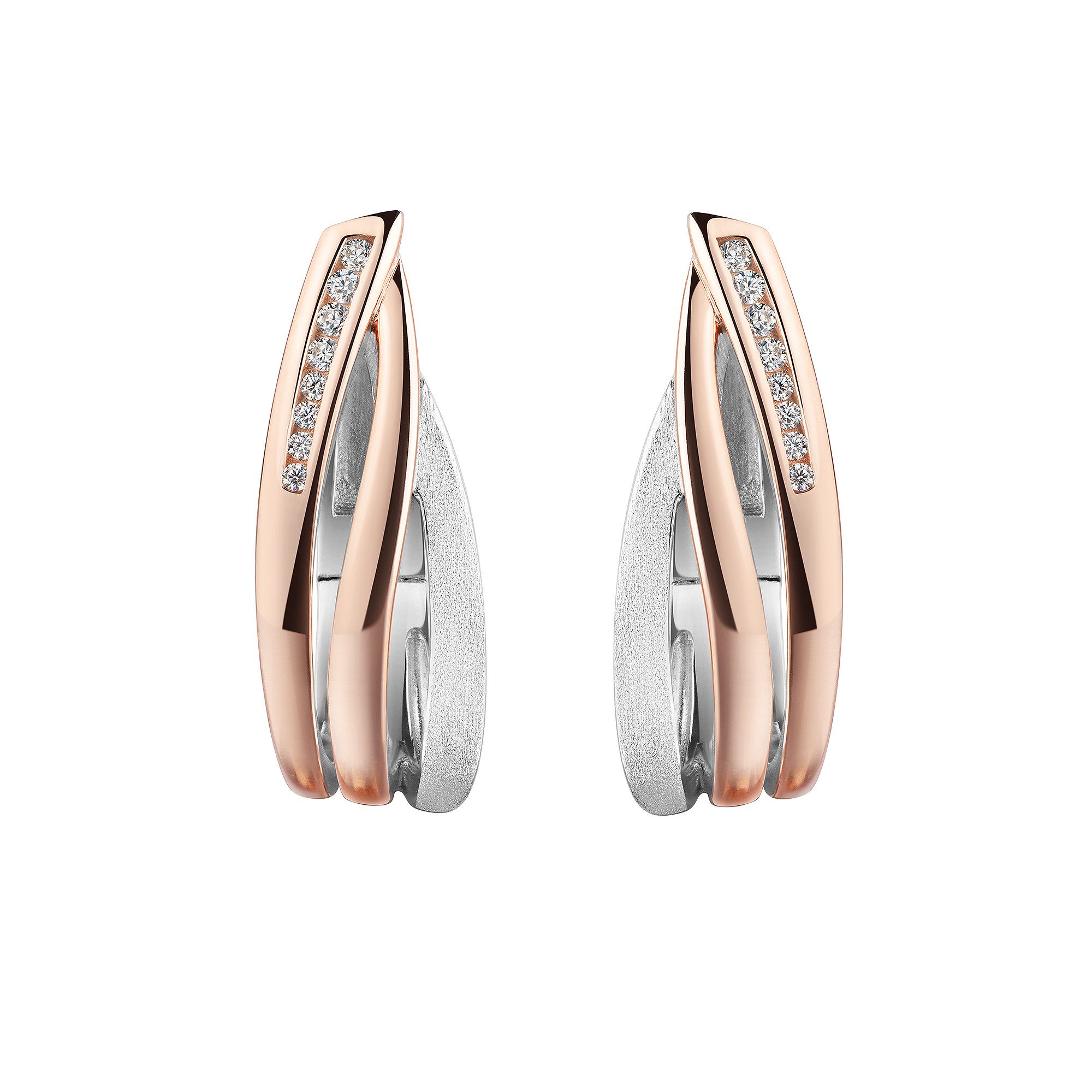 Zeeme Paar Creolen 925/- Sterling Silber rhodiniert/rosé
