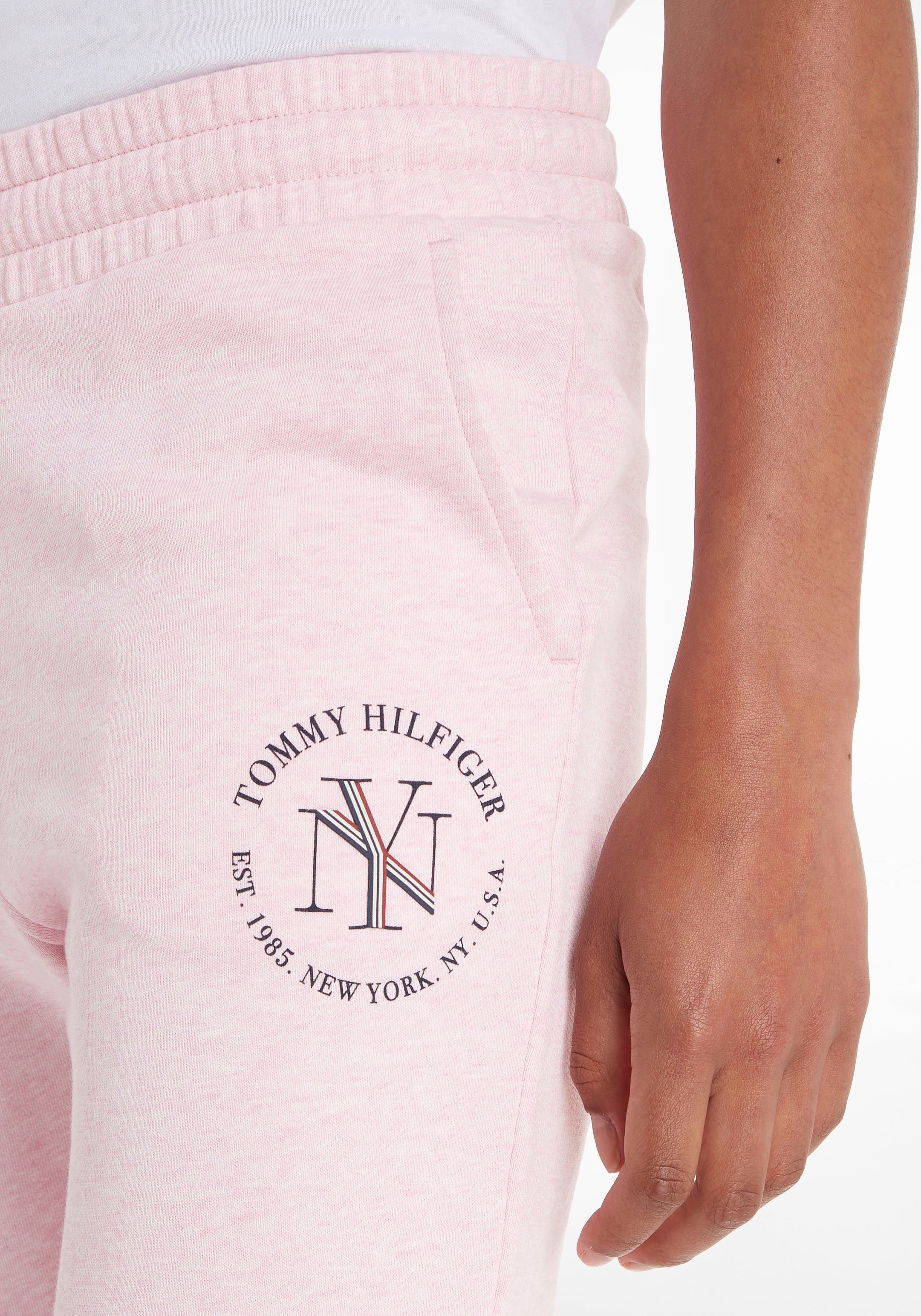 Tommy Sweatpants Hilfiger Classic-Pink-Heather mit TAPERED Hilfiger Tommy Markenlabel ROUNDALL SWEATPANTS NYC