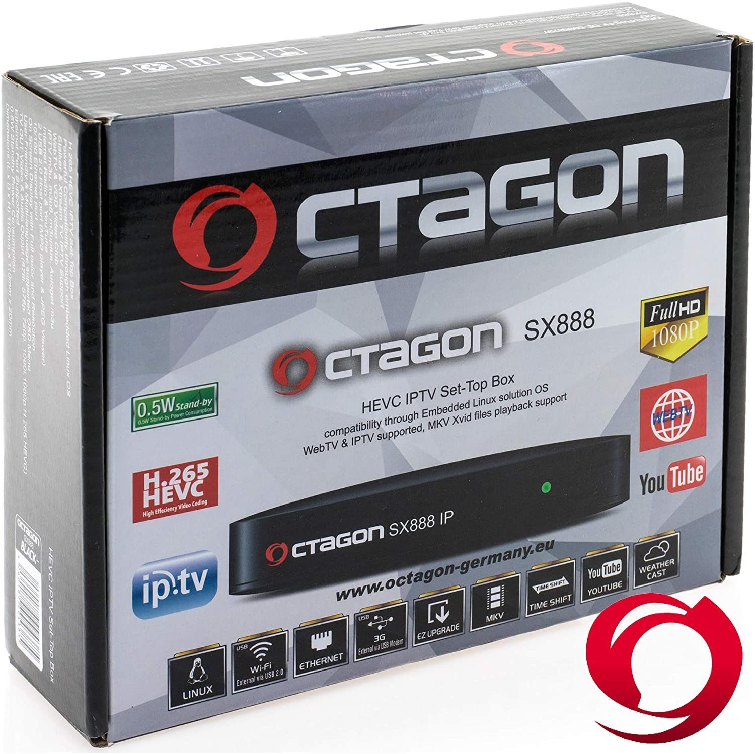 OCTAGON Streaming-Box OCTAGON IP Box HEVC H.265 Xtream SX888 M3U IPTV Set-Top Stalker