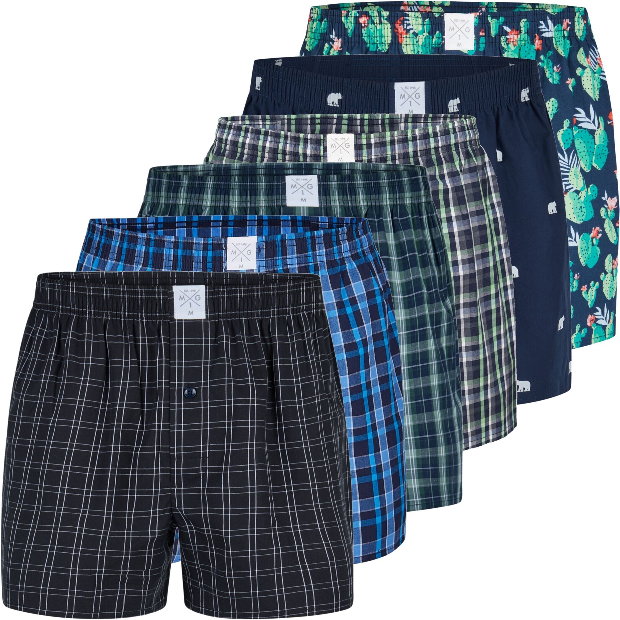MG-1 Boxershorts MG-1 Herren Webboxer 4er / 6er Pack Baumwolle desortierte Boxershorts (1-St)