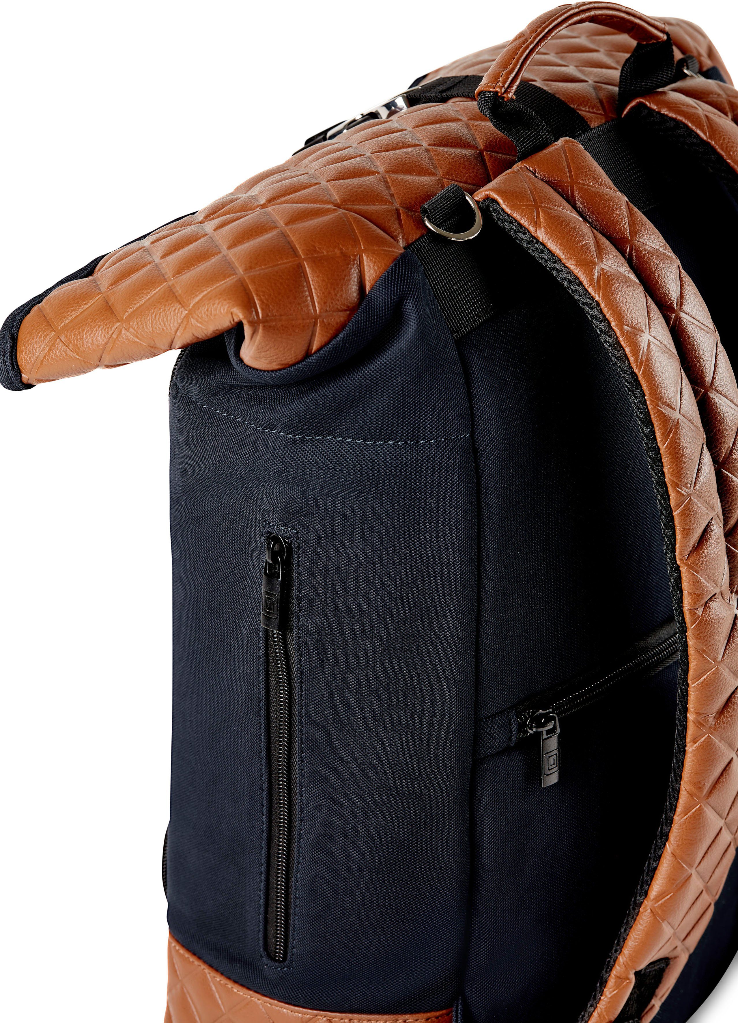 Rolltop Wickelrucksack Geldbeutel Premium, navy Moon mit Wickelunterlage und