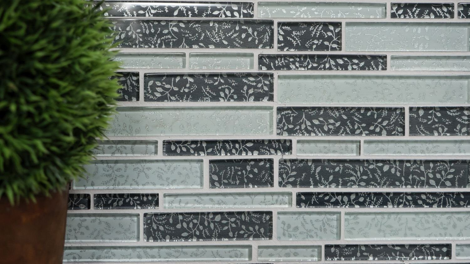 Crystal Mosaikfliesen Glasmosaik weiß / glänzend 10 Mosani Mosaikfliesen Matten grau