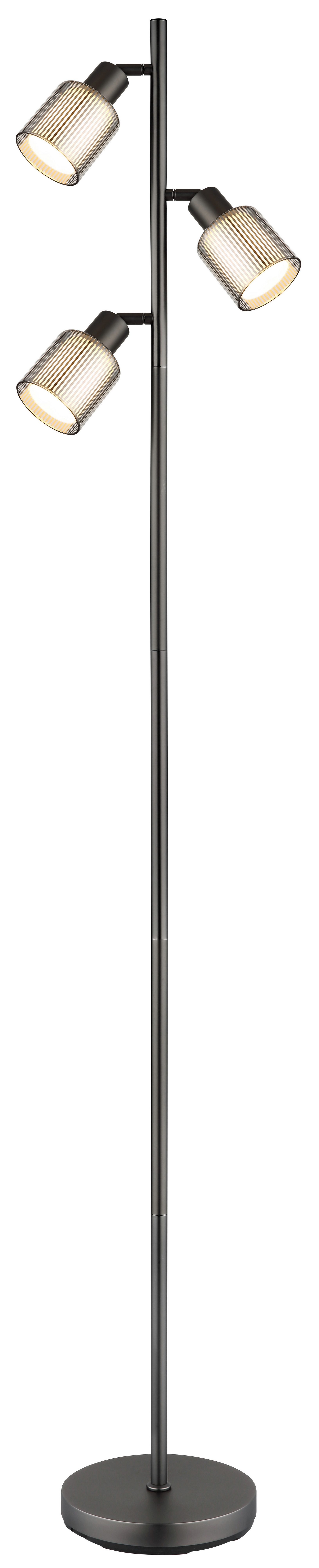GLOBO LIGHTING Stehlampe VILLEGAS, ohne Leuchtmittel, Stehleuchte Schwarz-Chrom, Glas opal/verchromt, Fußtritt, E14