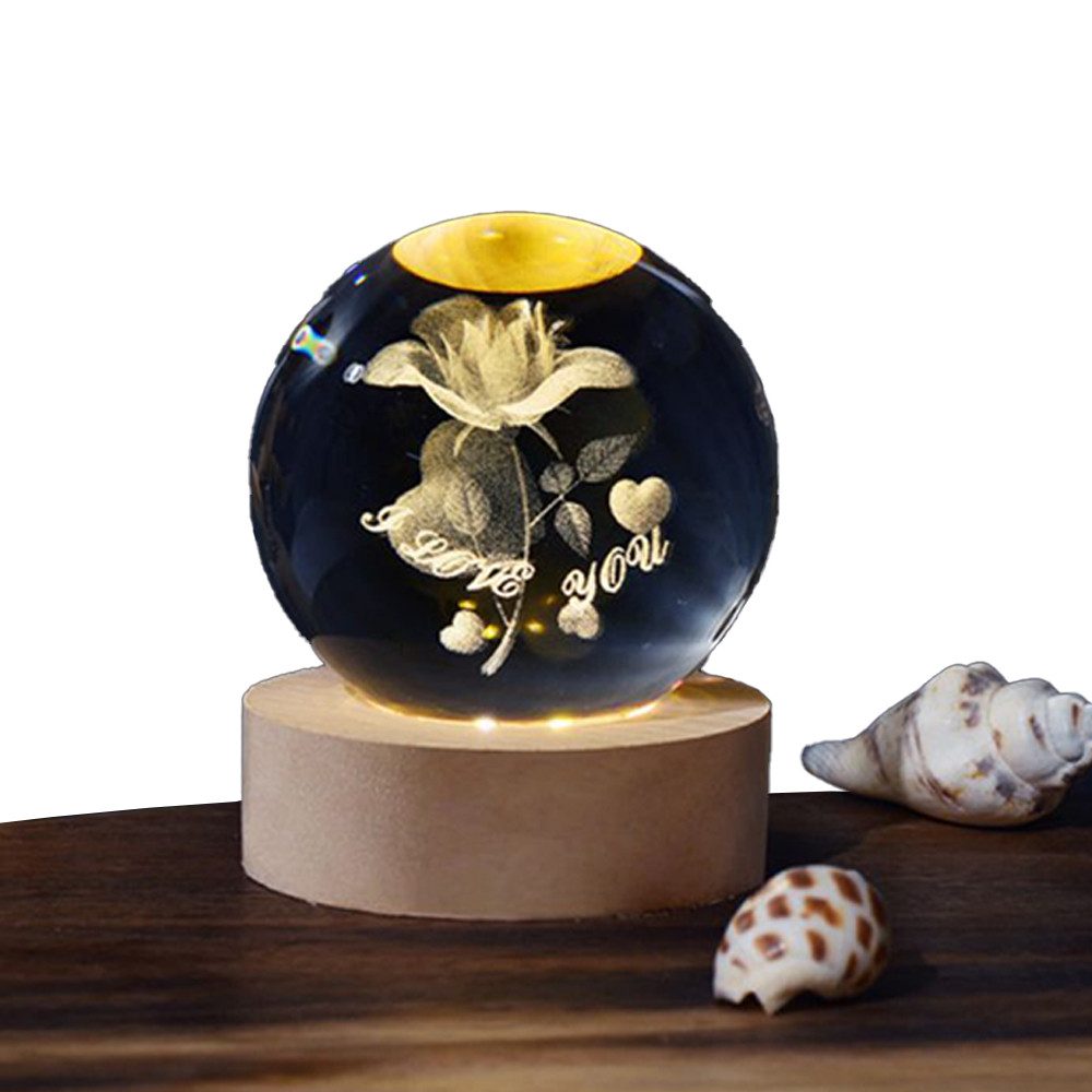 Kunstblume Rose Blume Kristallkugel 3D- Nachtlicht günstig online kaufen