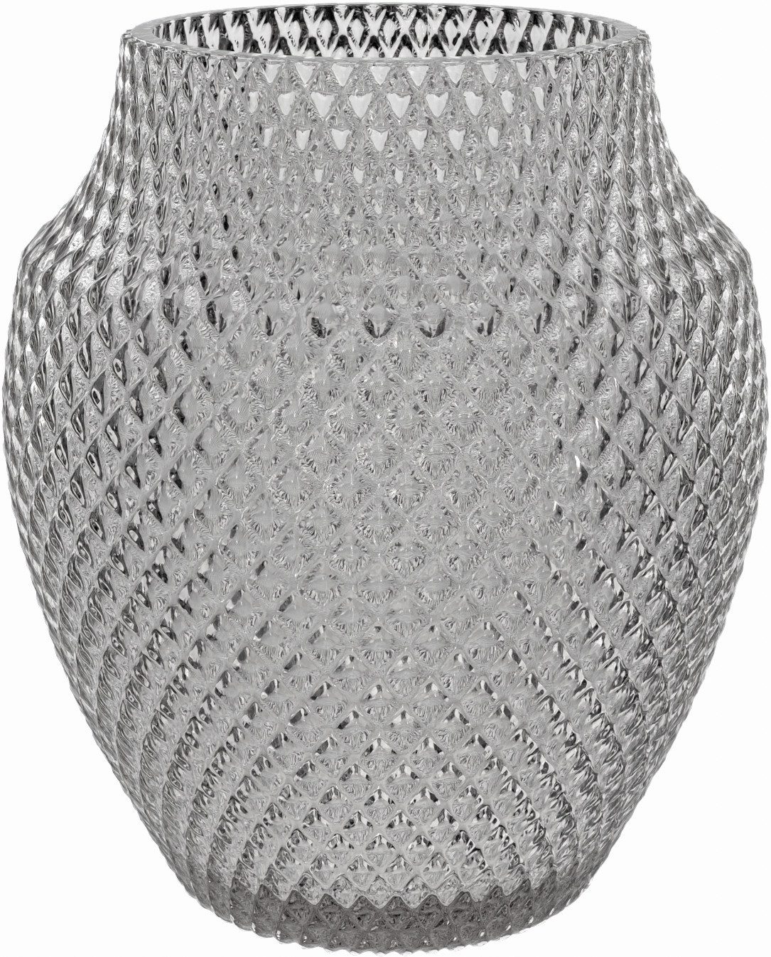 LEONARDO Tischvase Dekovase POESIA, Relief-Optik, in bauchiger Form (1 St), aus Glas, handgefertigt, Höhe ca. 22,5 cm