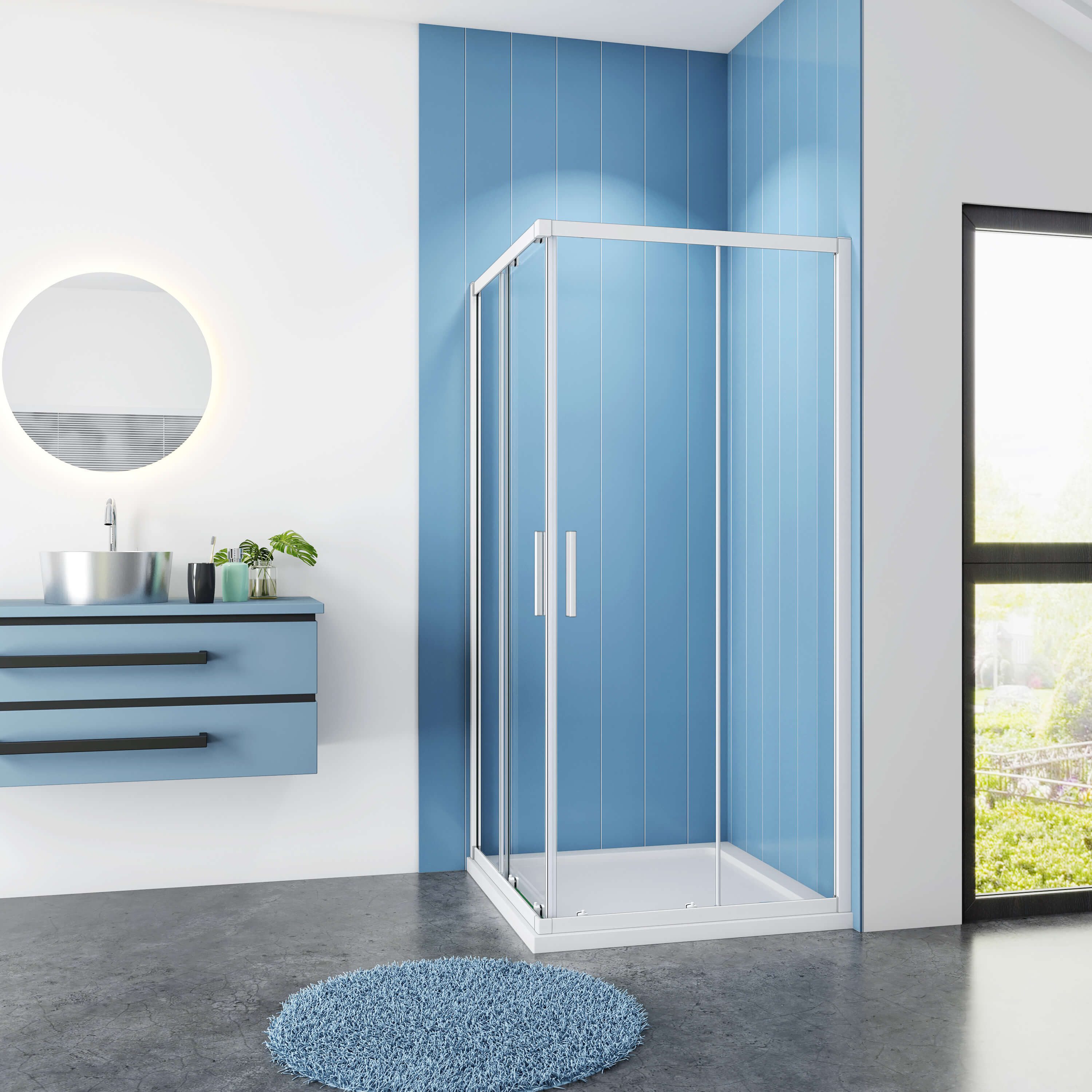 Duschparadies Eckdusche 185cm Gleittür Eckdusche 5mm Glass Duschtür Schiebetür