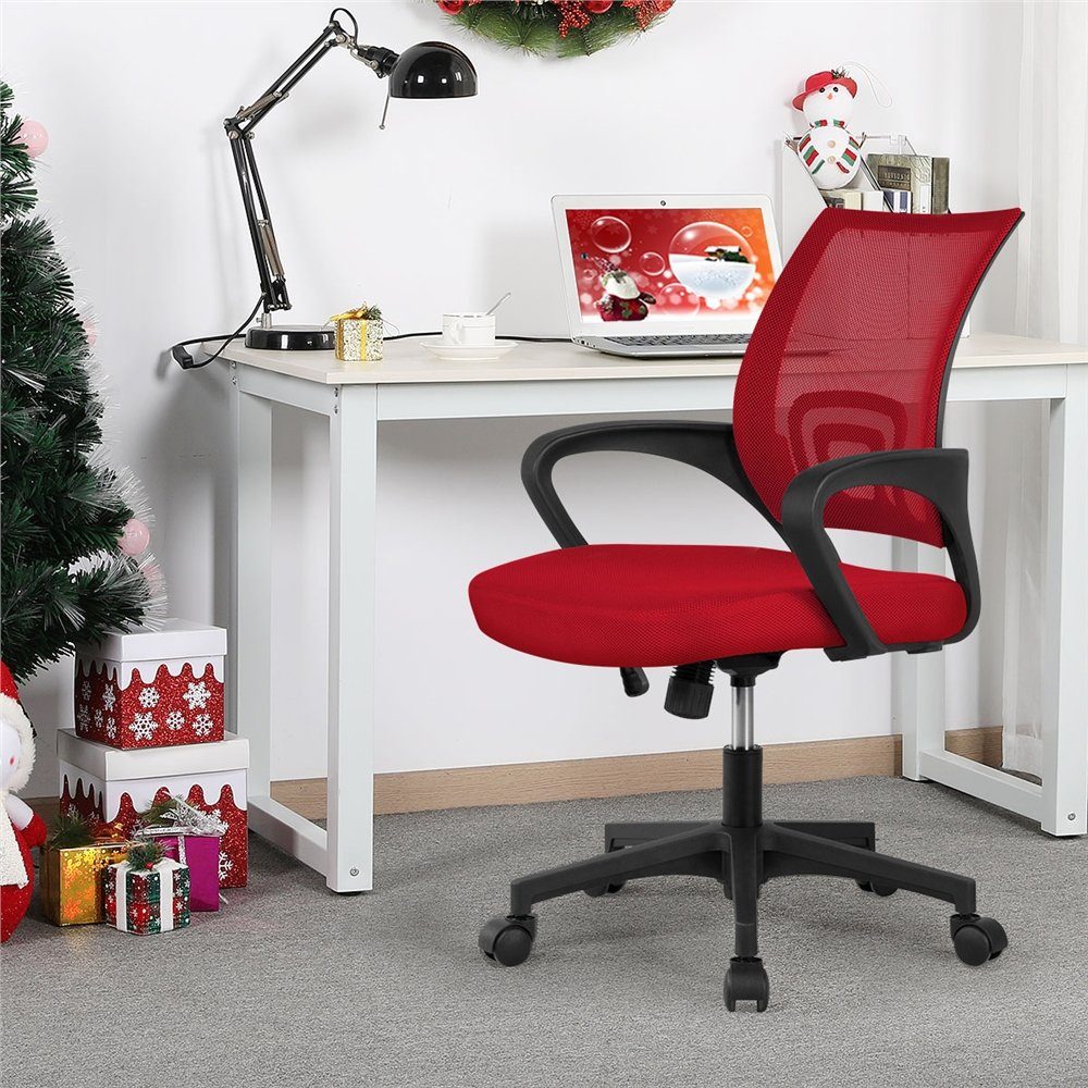 ergonomischer Yaheetech Bürostuhl, mit Rot Netzrückenlehne Schreibtischstuhl