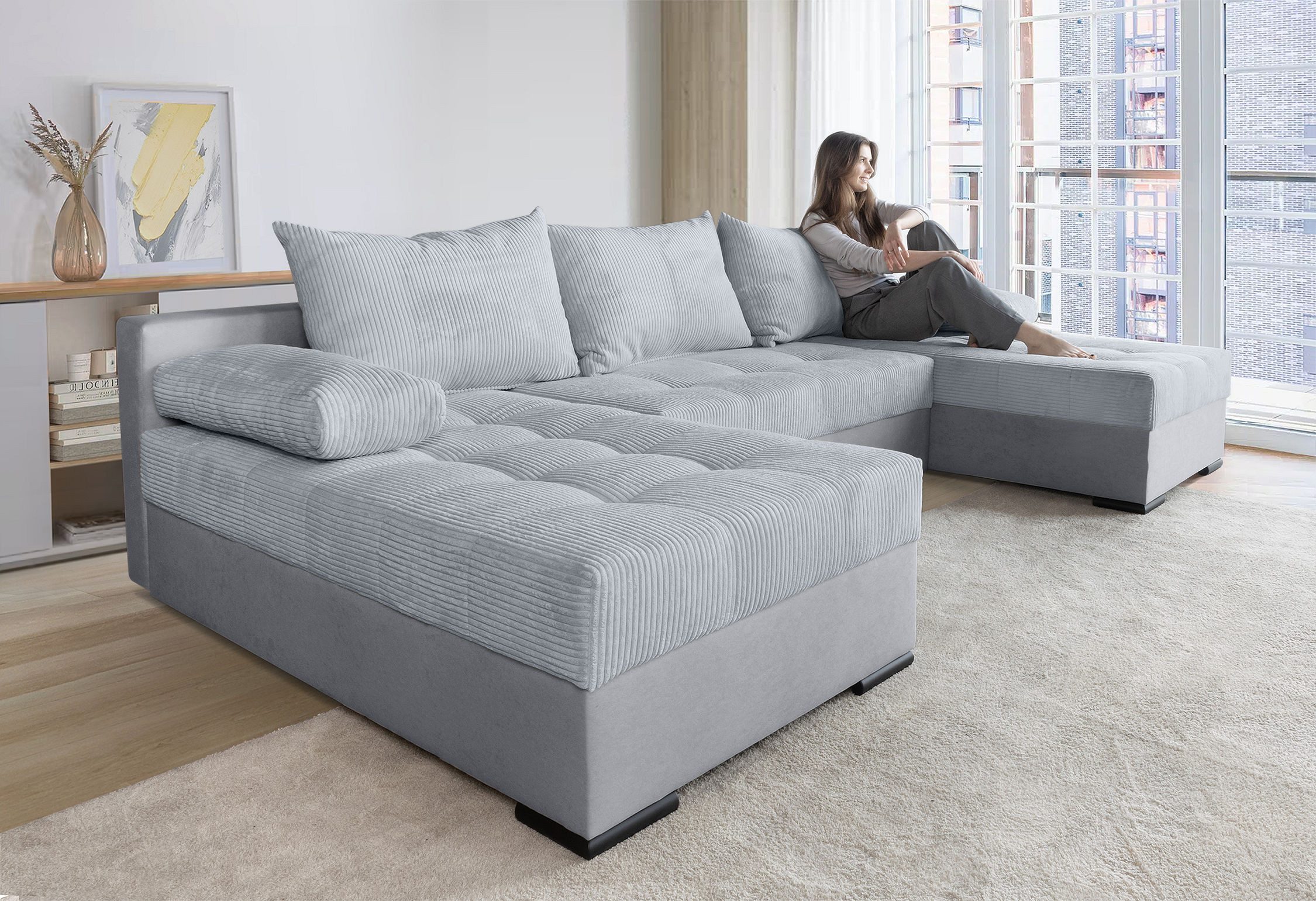 COLLECTION AB Wohnlandschaft Josy U-Form, B: 269 cm, mit Bettfunktion & Bet günstig online kaufen
