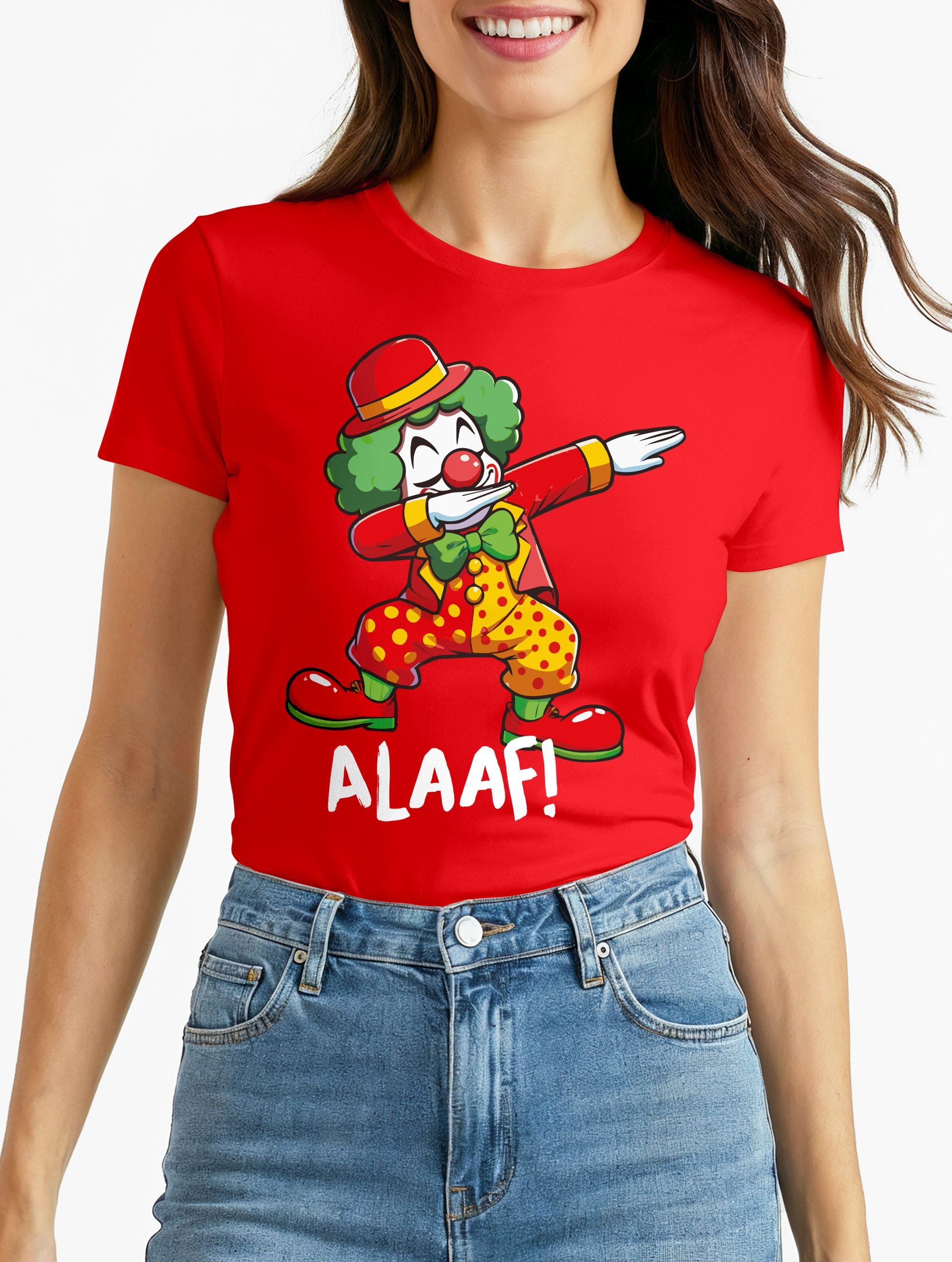 MoonWorks Print-Shirt Damen T-Shirt Alaaf Helau Fasching Karneval Dabbing C günstig online kaufen