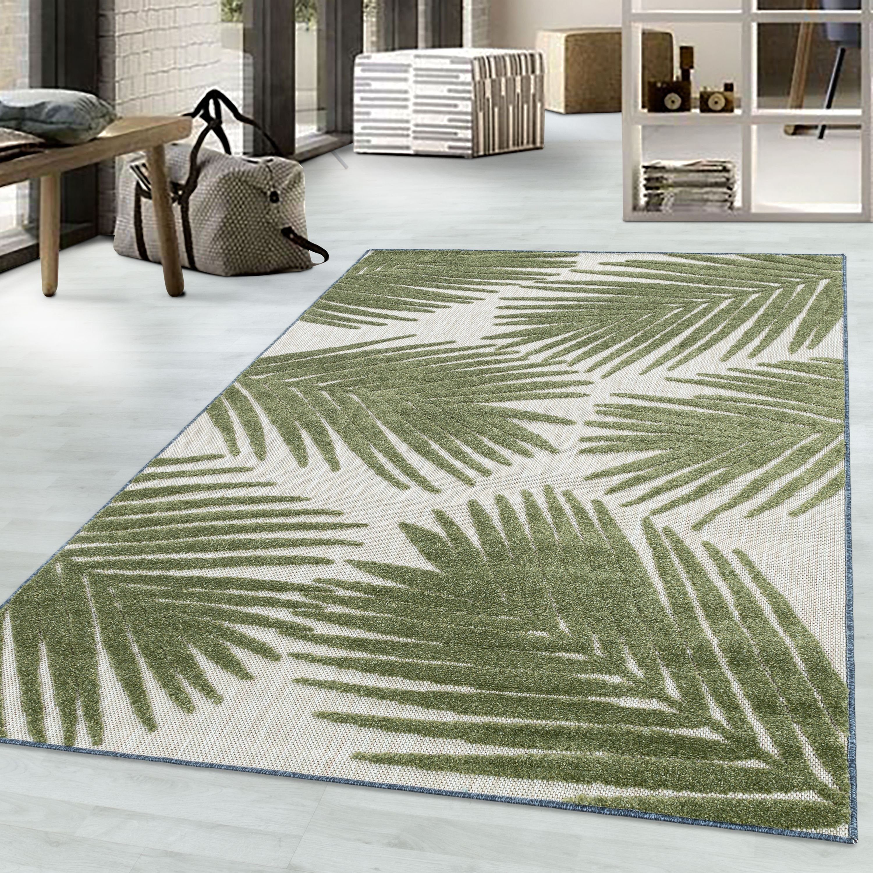 Teppich Palmen-Design, Teppium, Läufer, Höhe: 10 mm, Teppich Küche, Balkon, Terrasse | Kurzflor-Teppiche