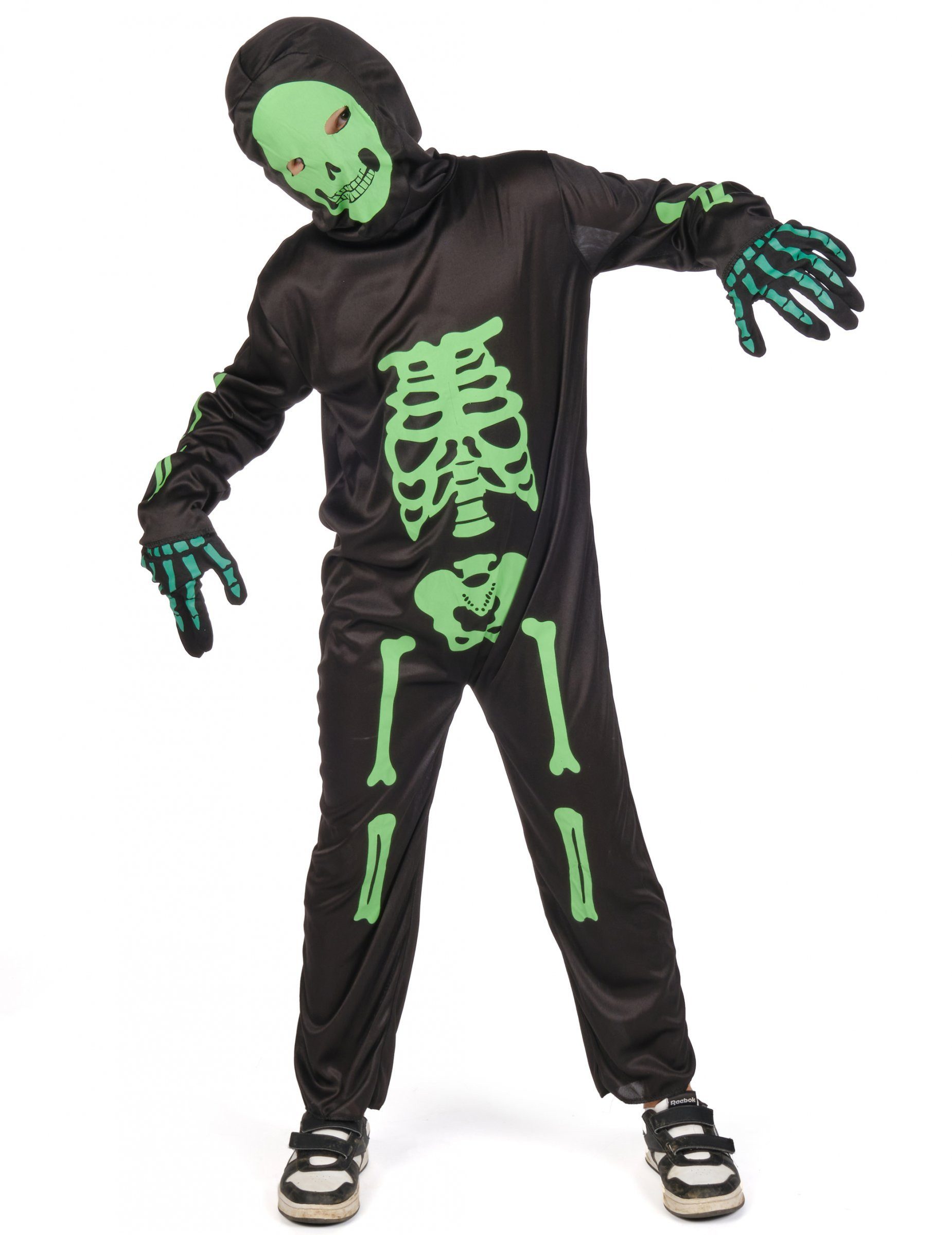 JADEO Monster-Kostüm Schauriges Skelett Halloween-Kinderkostüm schwarz-grün
