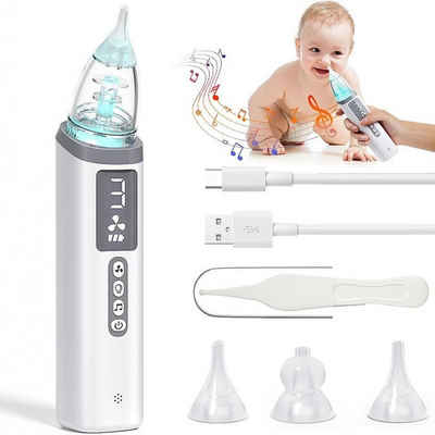 BOTC Nasensauger Elektrischer Baby-Nasensauger mit, Musik und Licht, 6-tlg., Geeignet für Neugeborene und Kleinkinder, 3 Saugstärken
