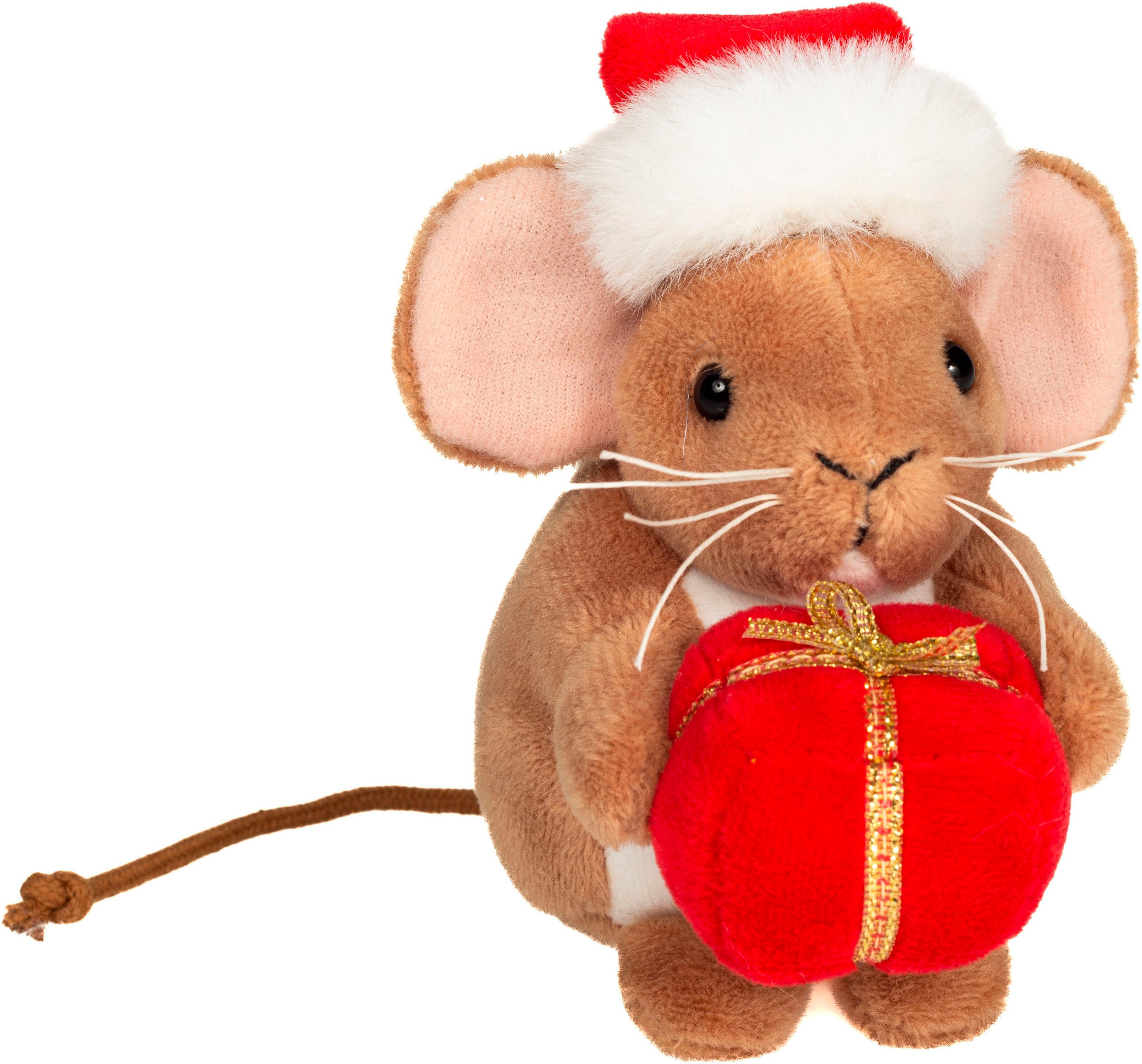 Teddy Hermann® Kuscheltier Weihnachtsmaus mit Geschenk, 11 cm