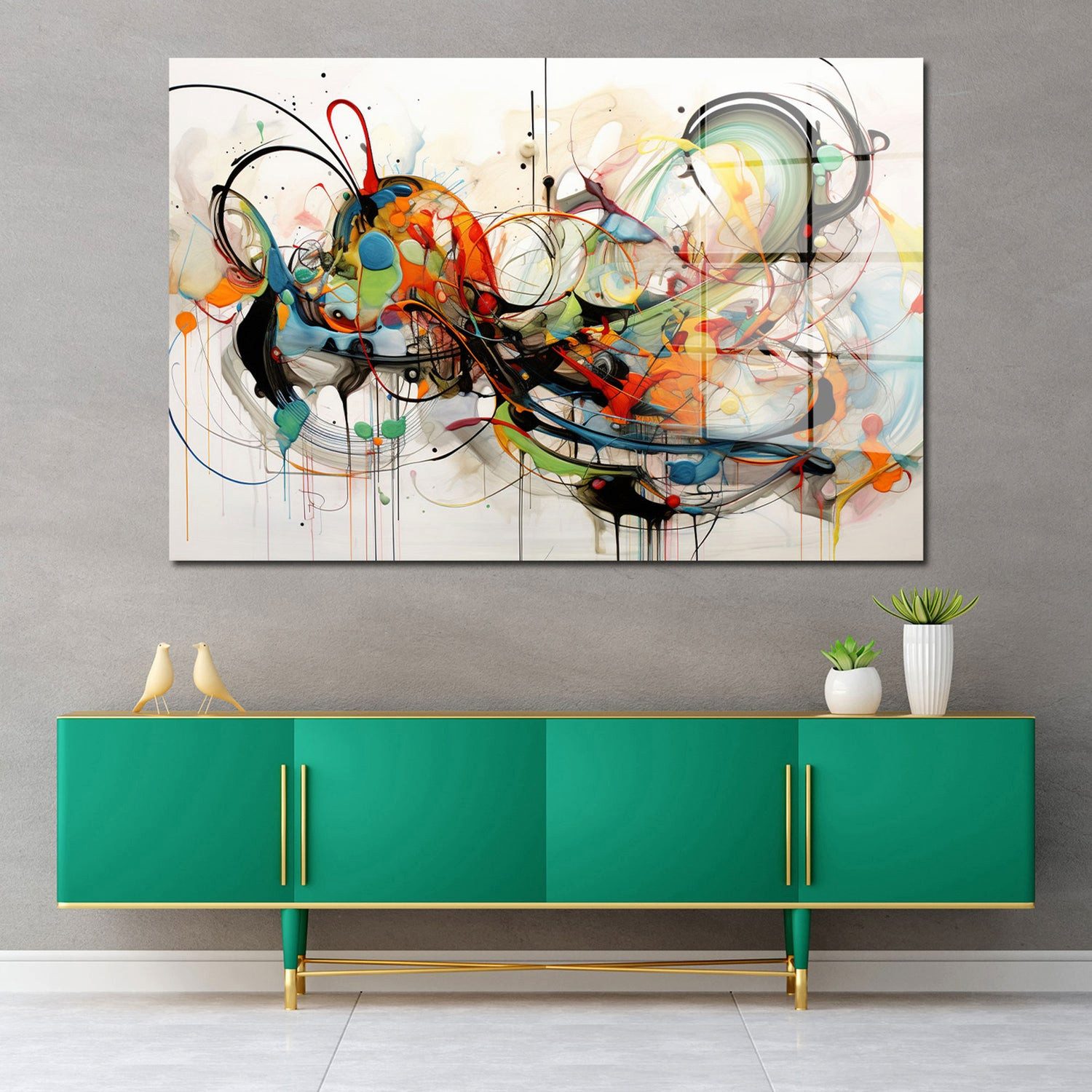 Artedinoi Acrylglasbild Abstract Lines Acrylglas Wandbild Bild Wanddeko Wohnzimmer XL